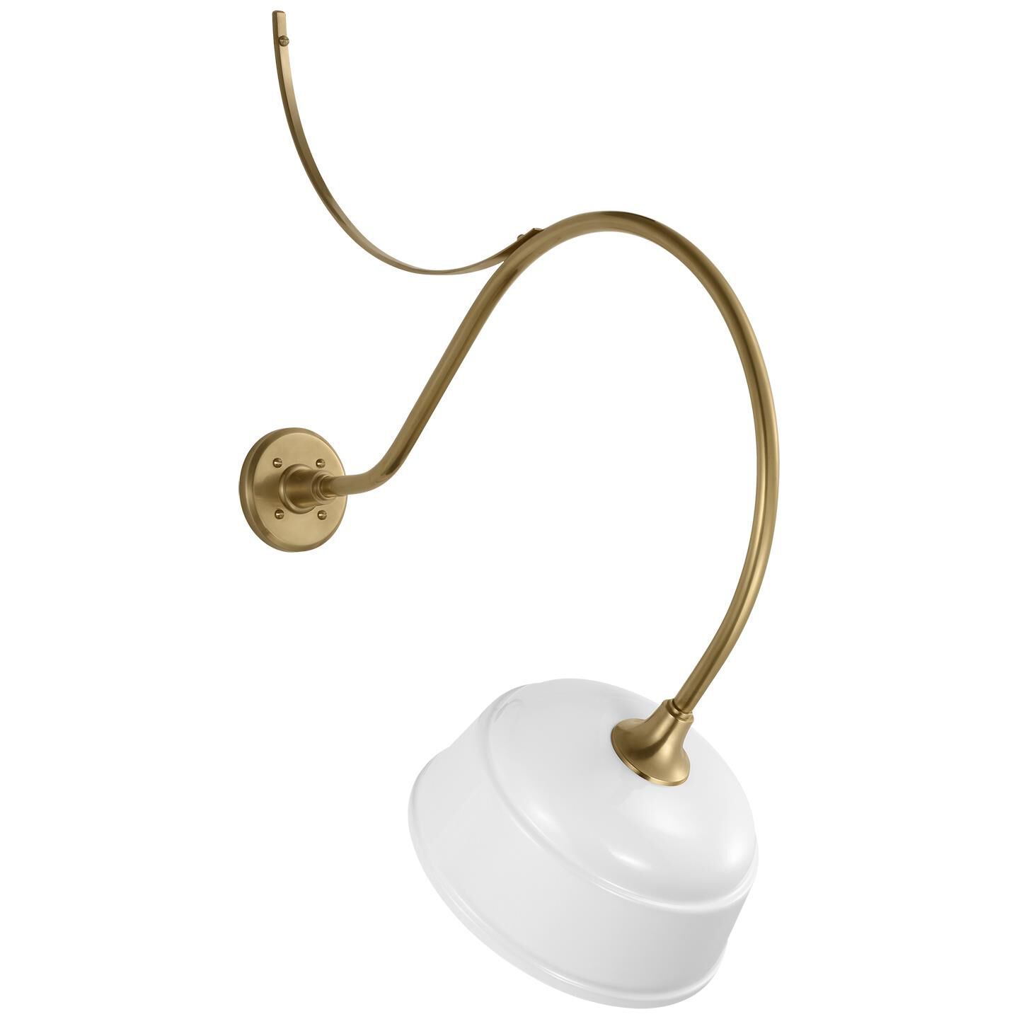 Shown in Hand-Rubbed Antique Brass finish and White Rockhouse shade