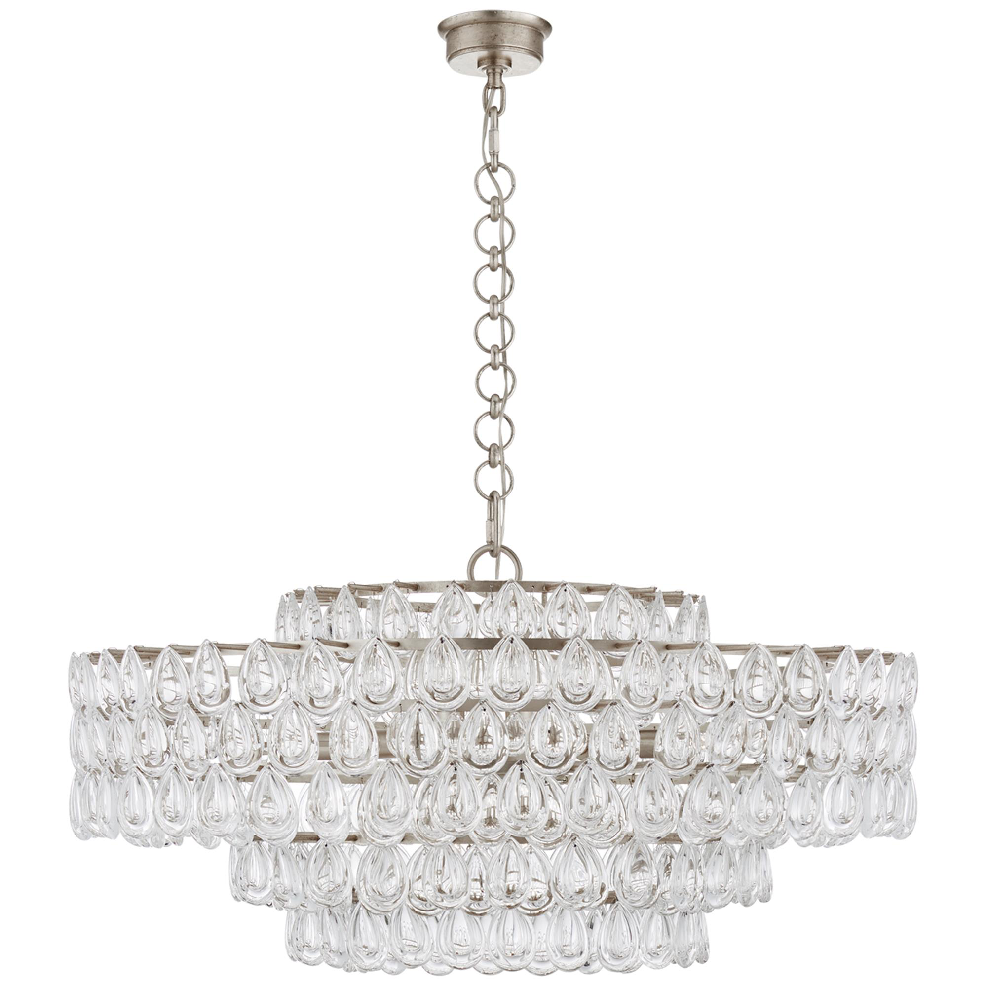Shown in Burnished Silver Leaf finish and Crystal shade