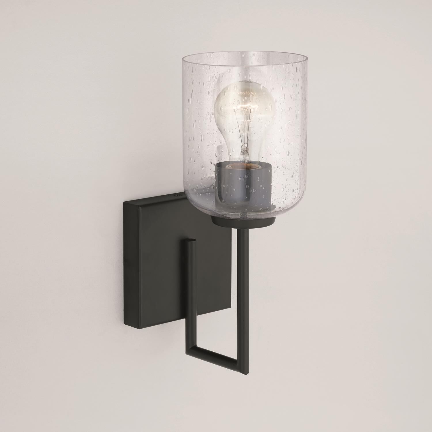 Shown in Black finish and Clear Seeded glass