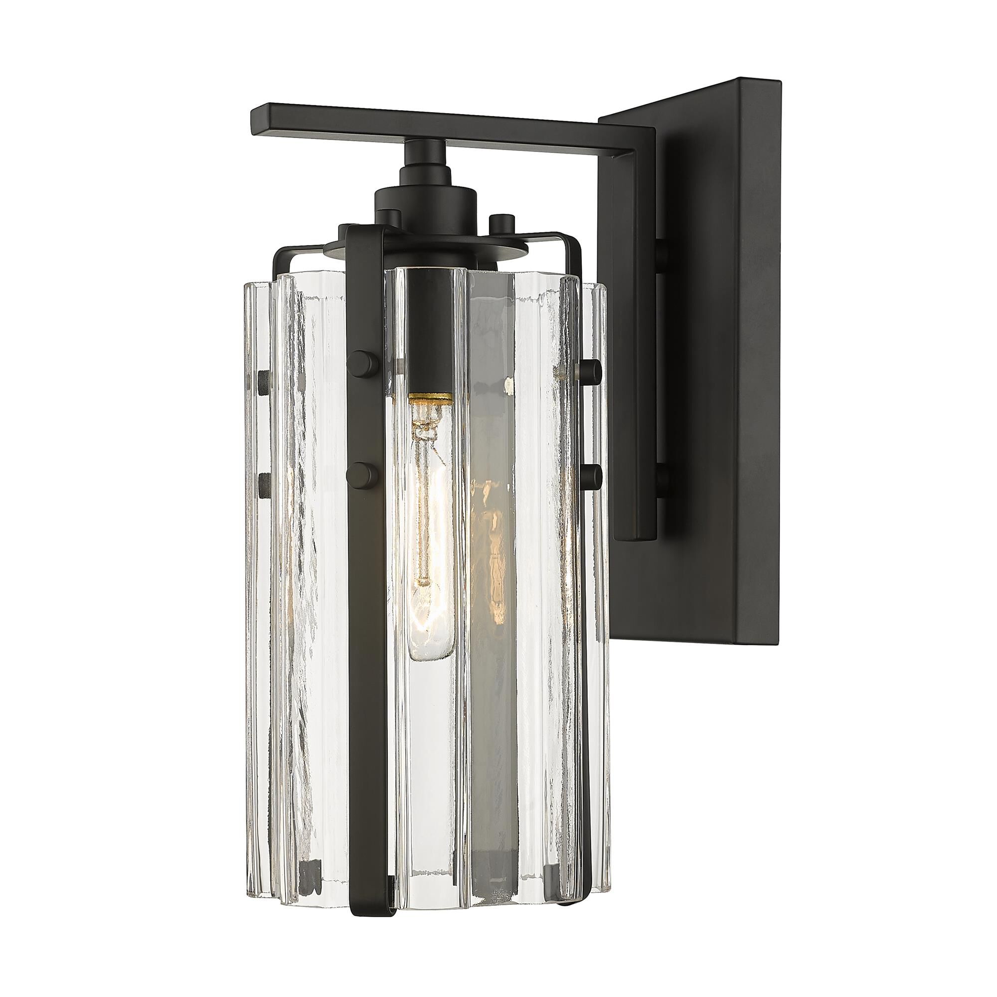 Shown in Matte Black finish and Clear glass and Clear shade