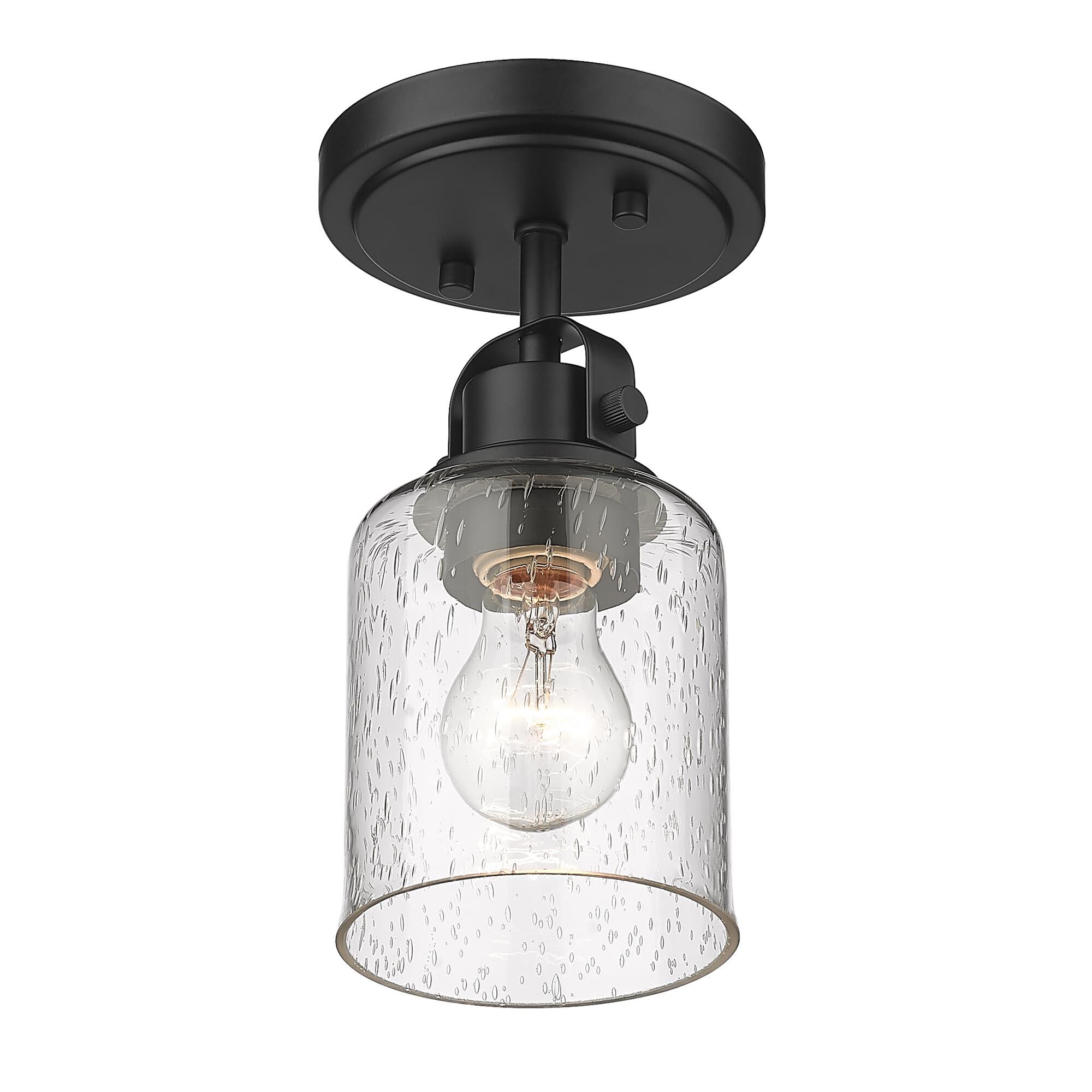 Shown in Matte Black finish and Glass shade