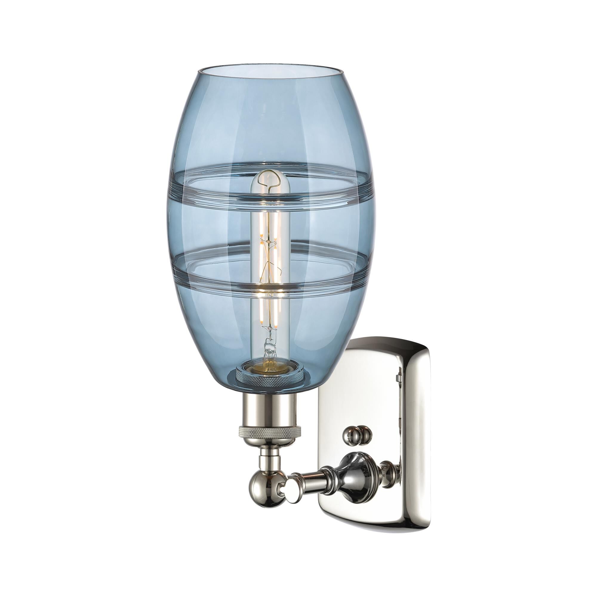 Shown in Polished Nickel finish and Princess Blue glass