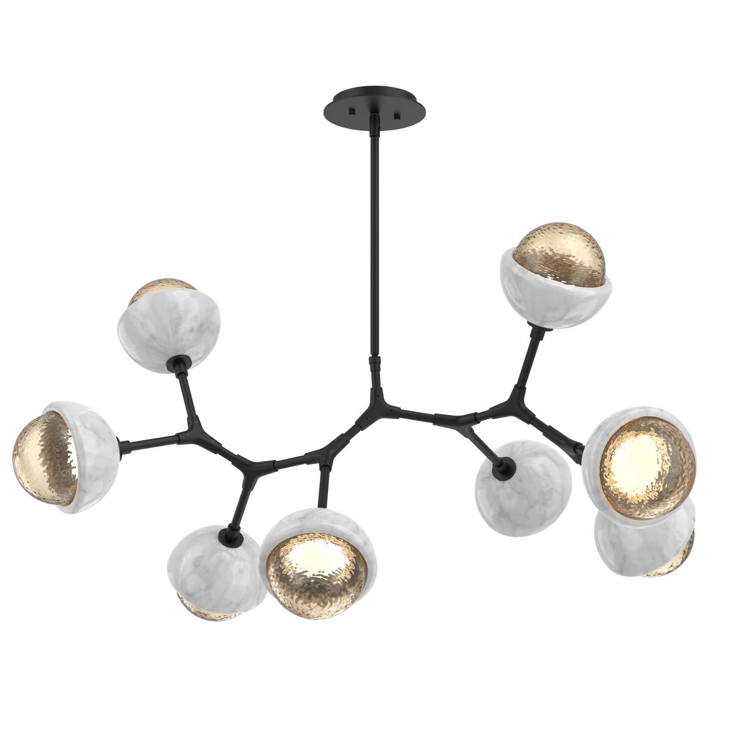 Shown in Matte Black finish and Amber glass and White Marble accent