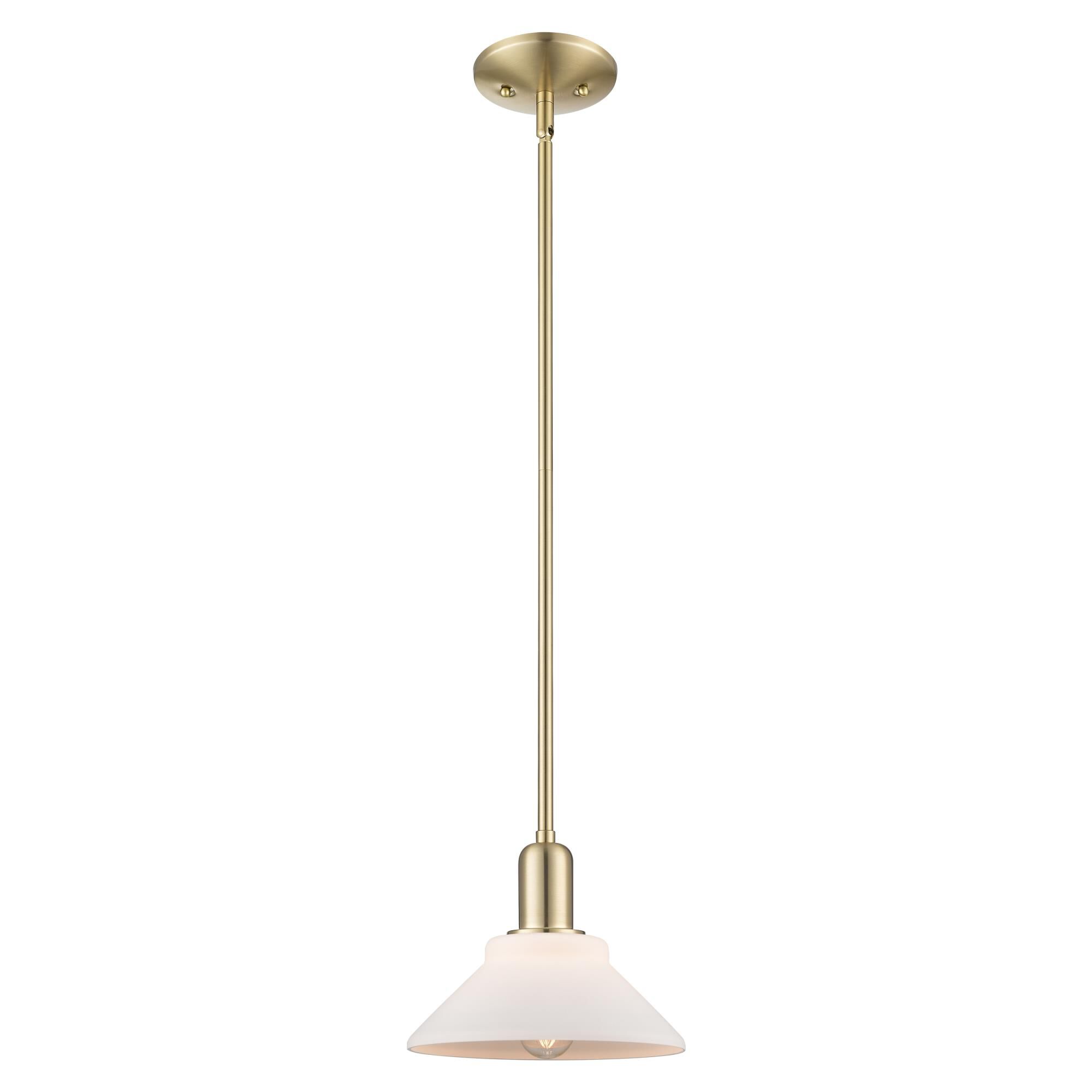 Shown in Champagne Bronze finish and Matte White glass