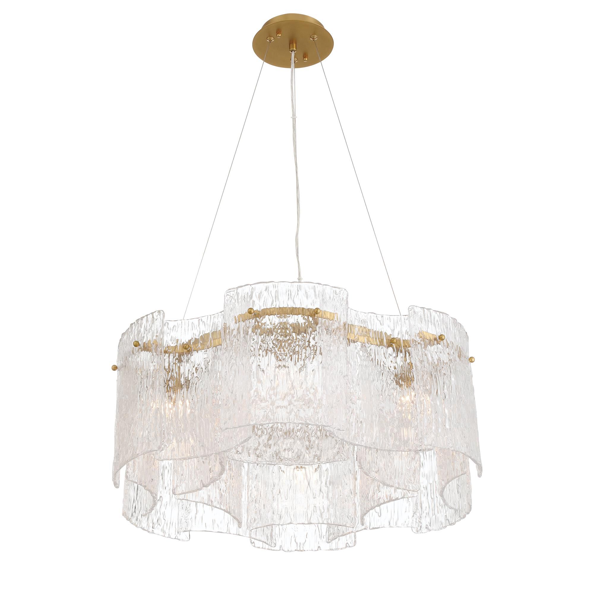 Shown in Legacy Brass finish and Clear Handmade glass