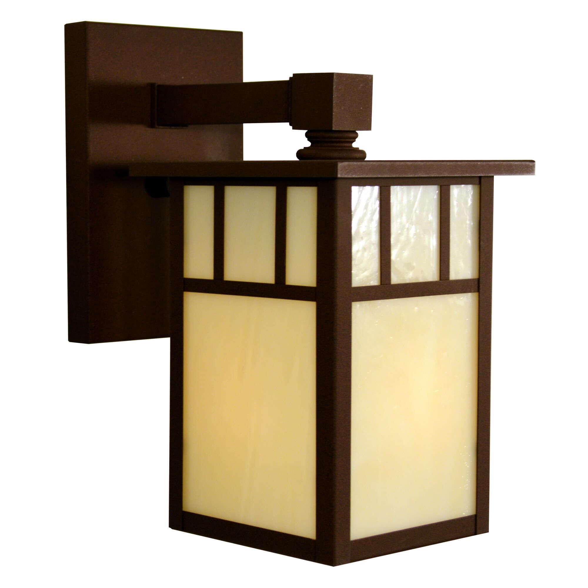 Shown in Rustic Brown finish and Cream glass and Double T-Bar accent