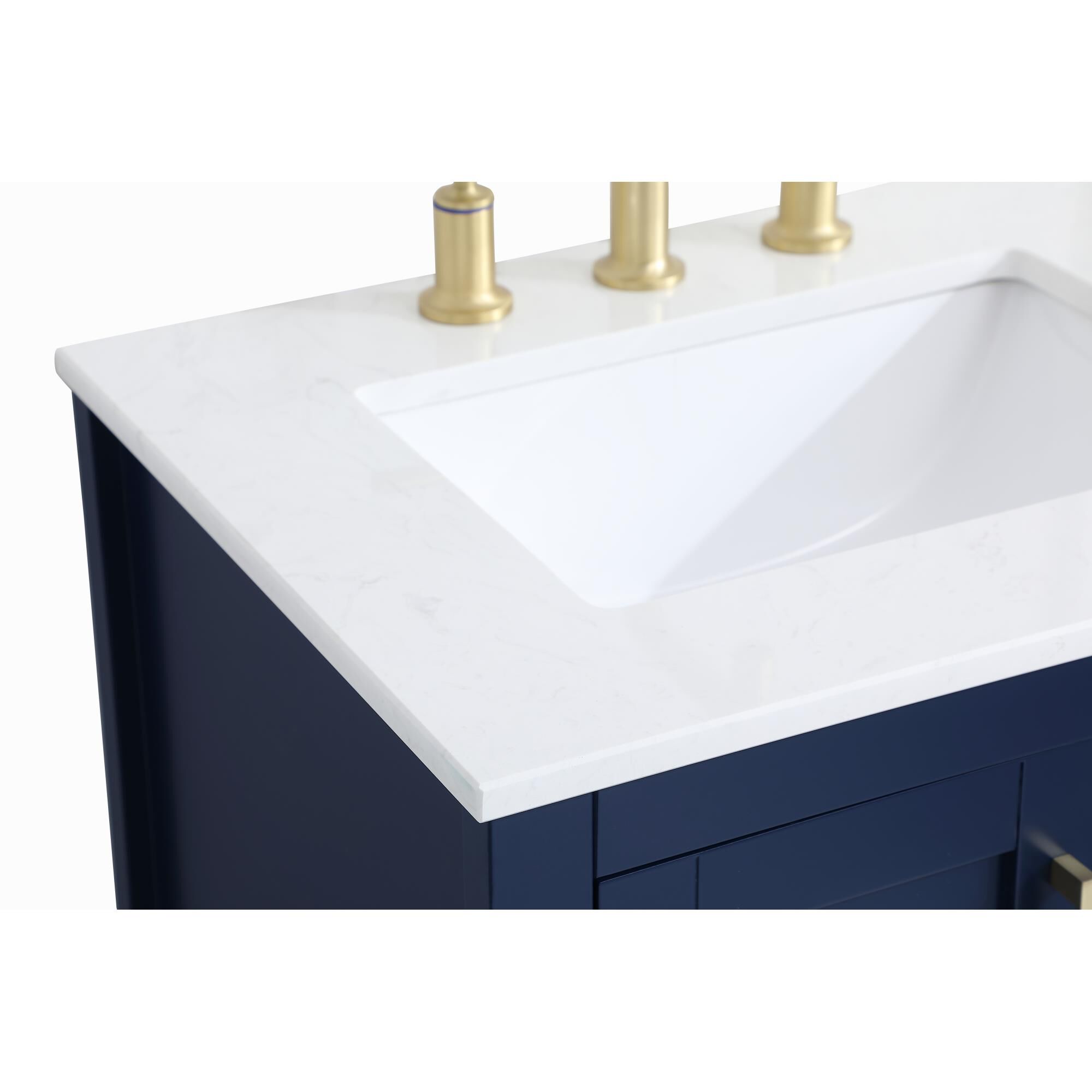 Shown in Blue And Gold With Calacatta Quartz finish