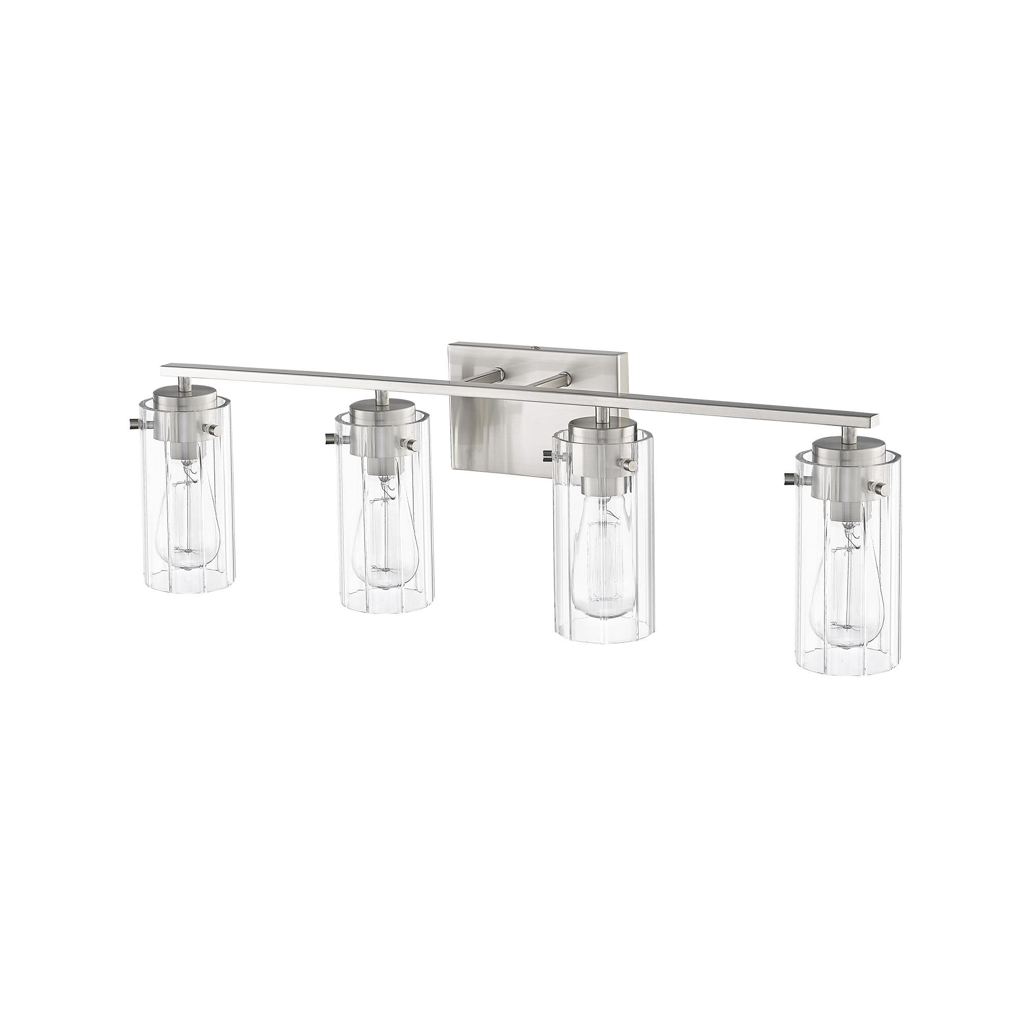 Shown in Brushed Nickel finish and Clear Ribbed glass