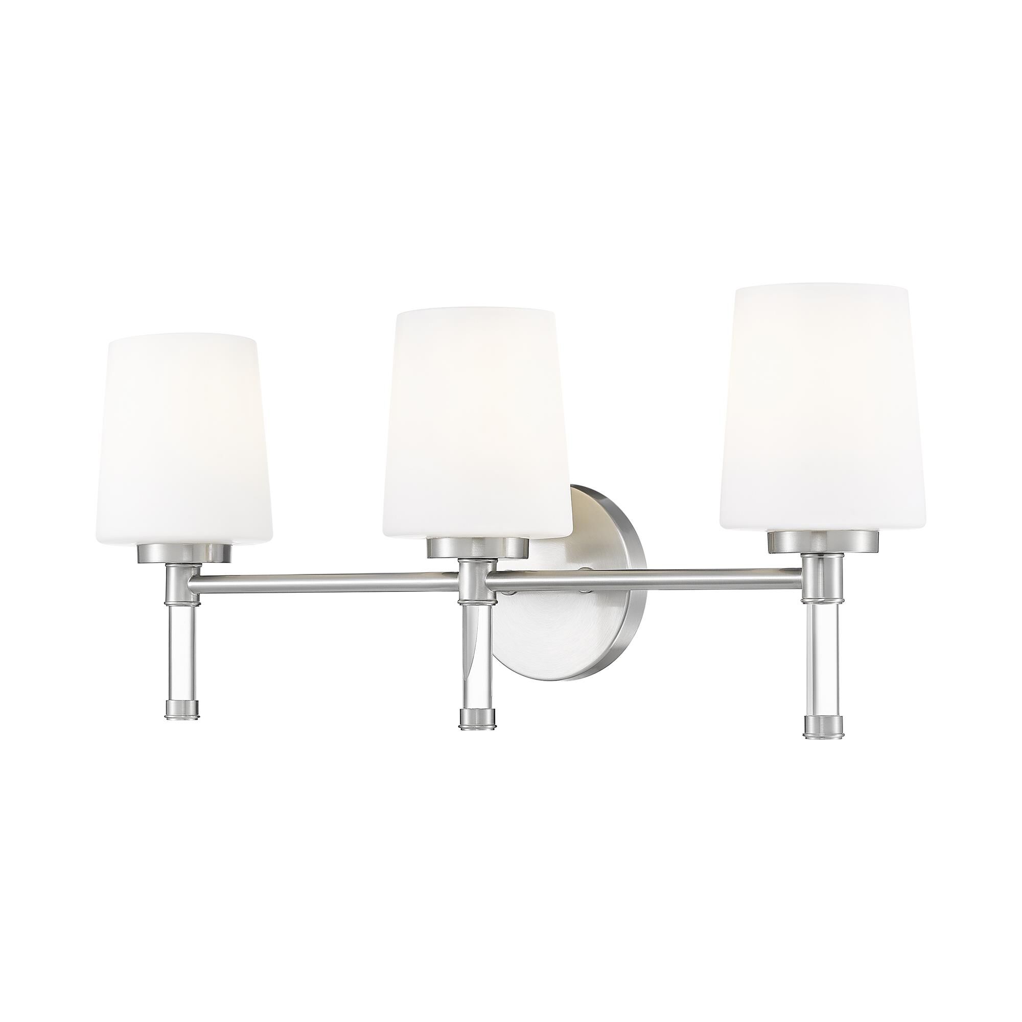 Shown in Brushed Nickel finish and White Opal glass