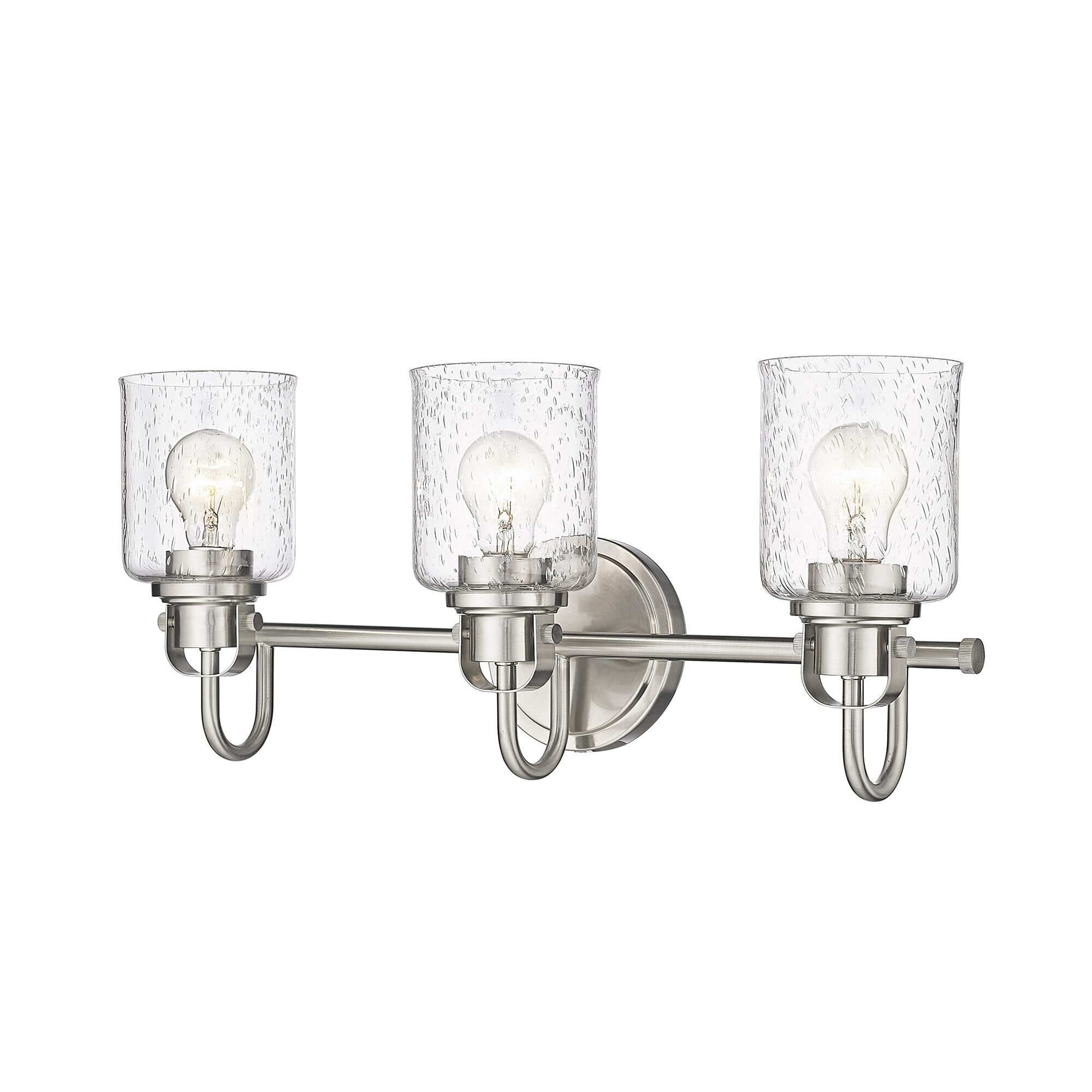 Shown in Brushed Nickel finish and Glass shade