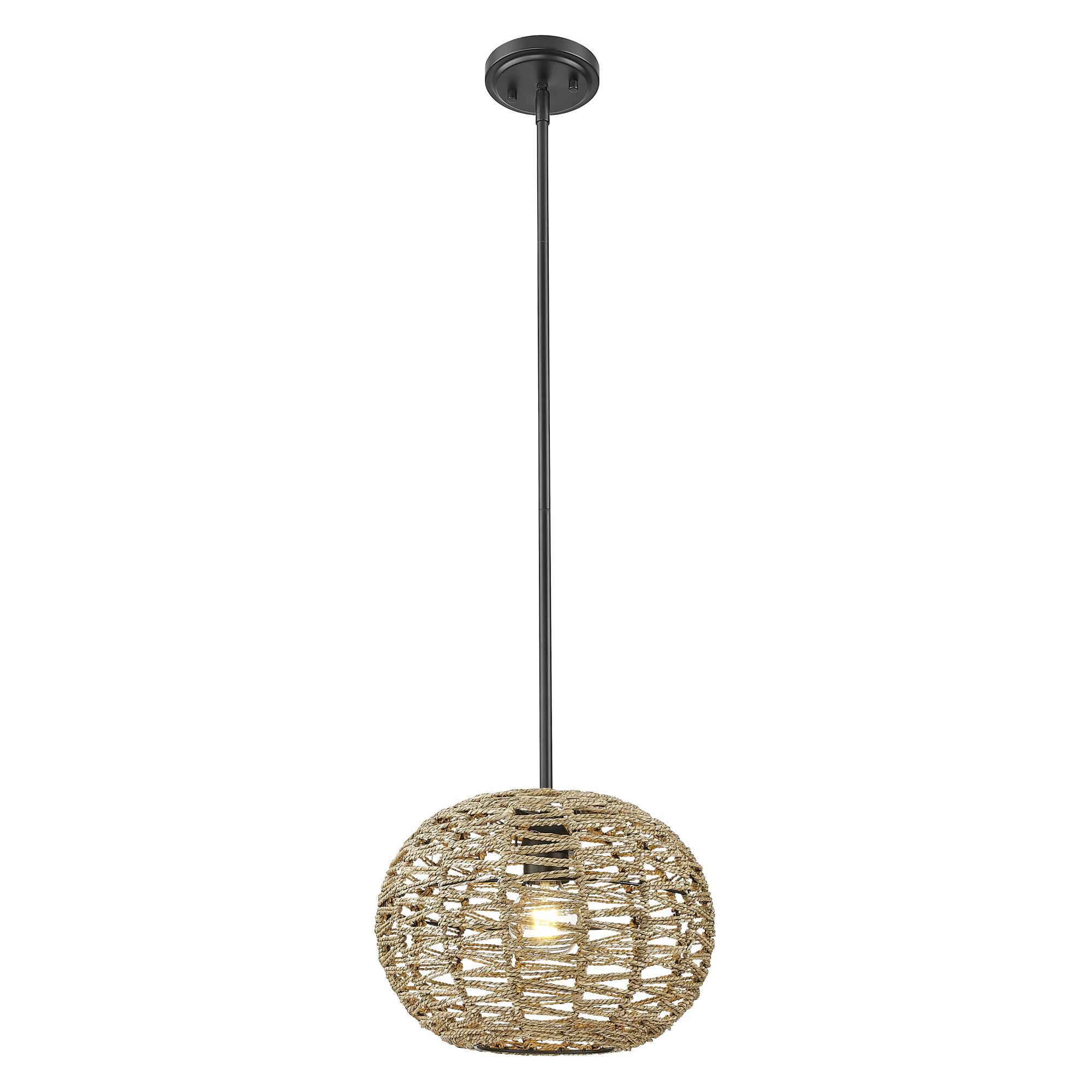 Shown in Black Metal With Natural Seagrass finish and Natural Seagrass shade