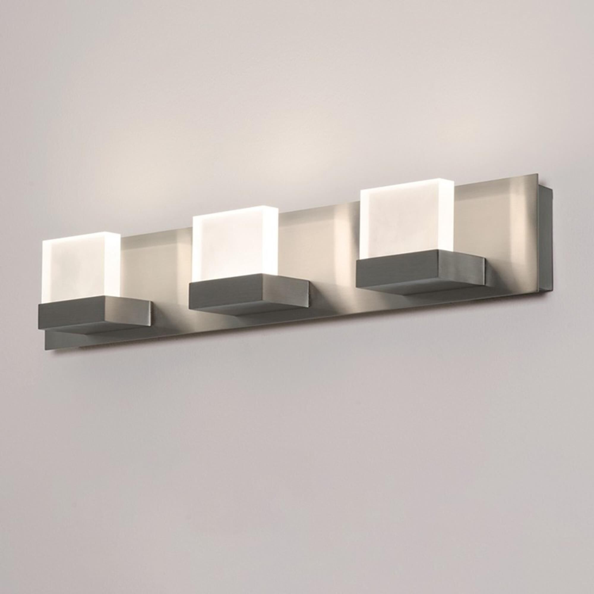 Shown in Satin Nickel finish and Frosted Acrylic glass and No Accent accent