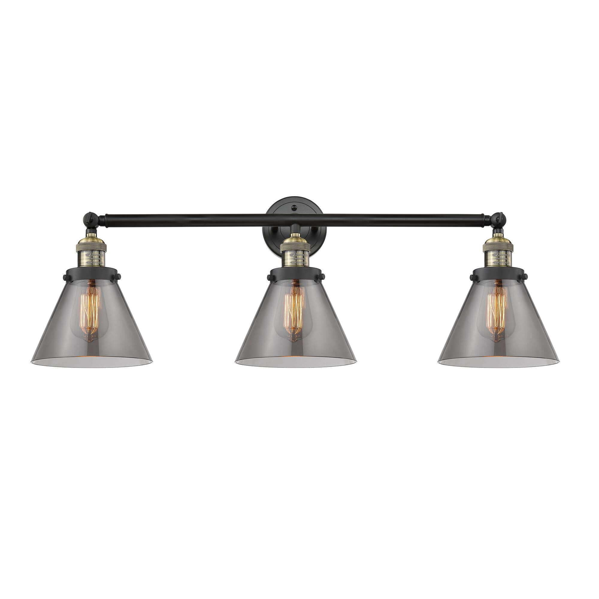 Bruno Marashlian Large Cone 32 Inch 3 Light Bath Vanity Light by Innovations Lighting