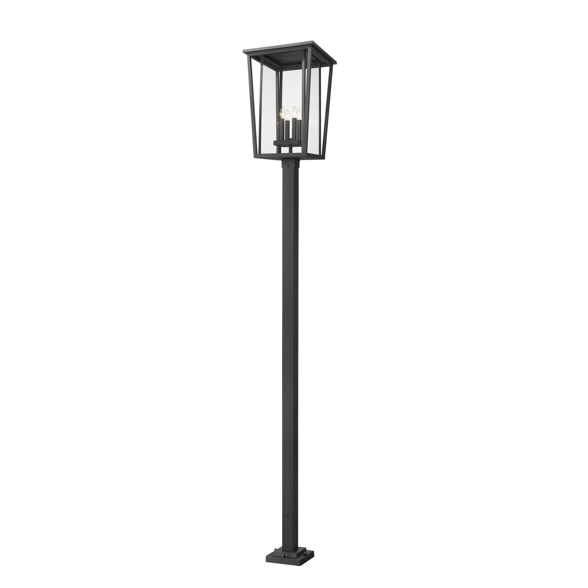 Shown in Black finish and Glass shade