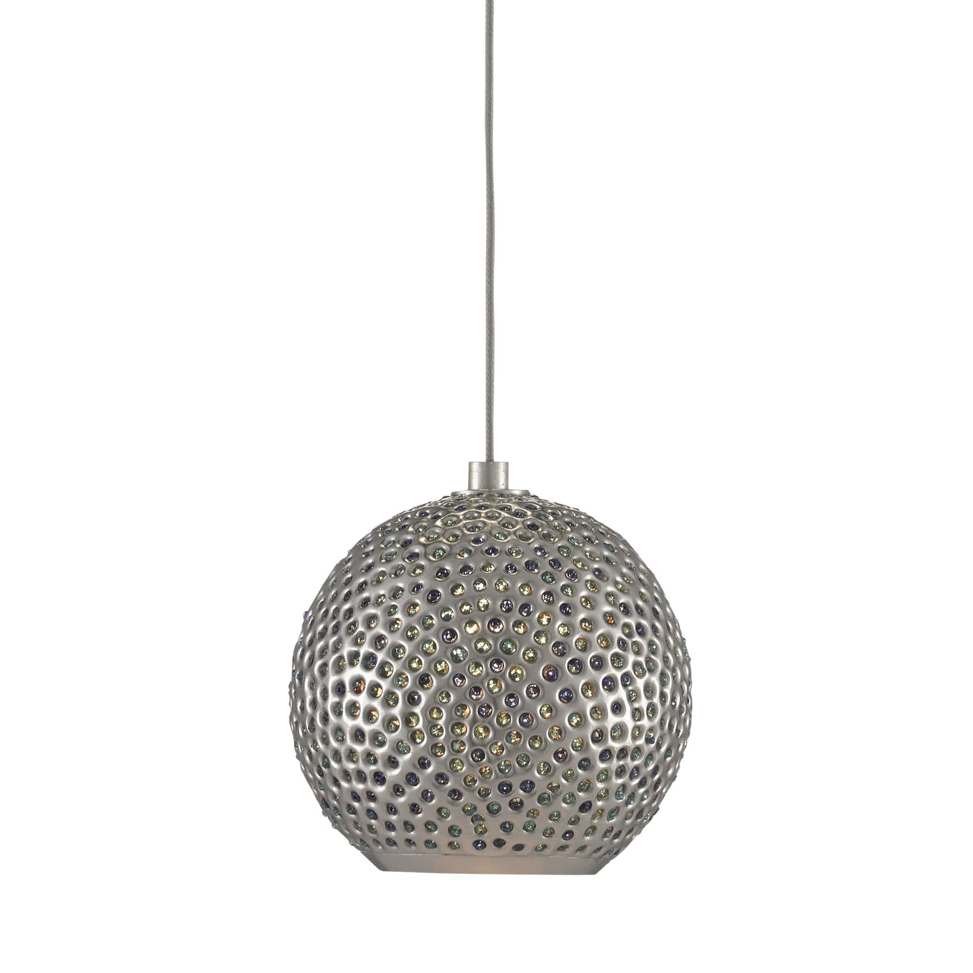 Shown in Painted Silver/Nickel/Blue finish and Metal/Glass Bead shade