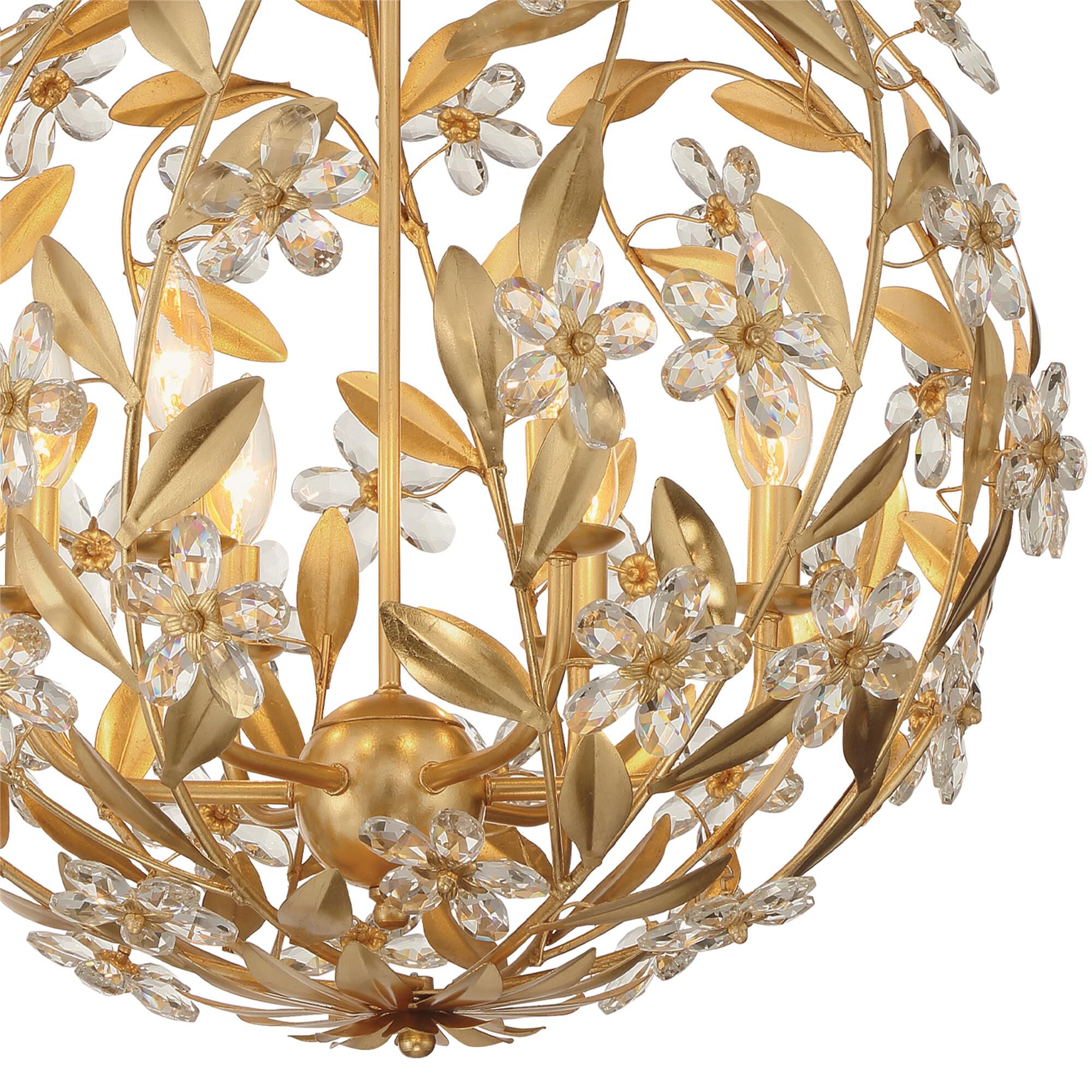 Shown in Antique Gold finish and Hand Cut crystal