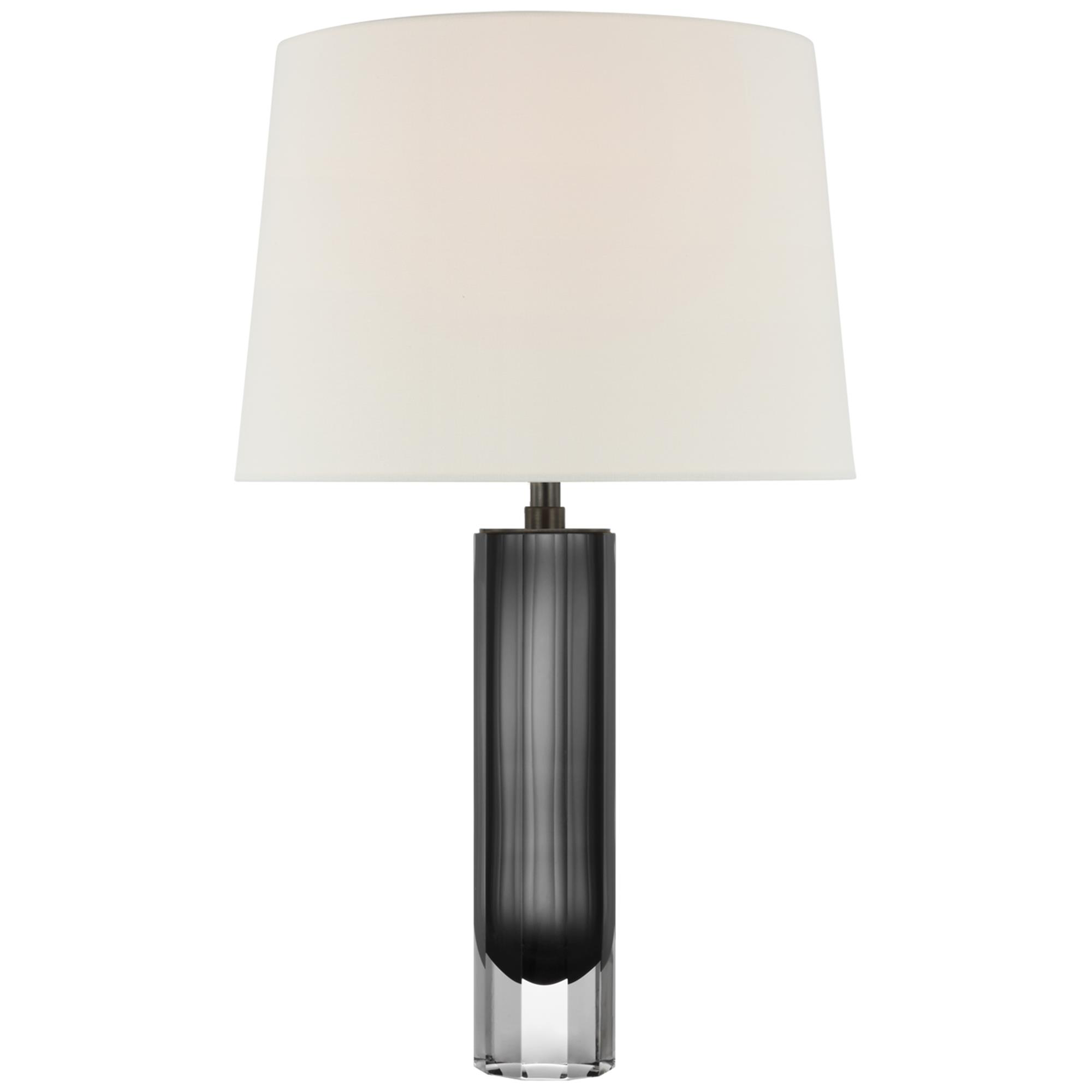 Shown in Smoked Glass finish and Linen shade