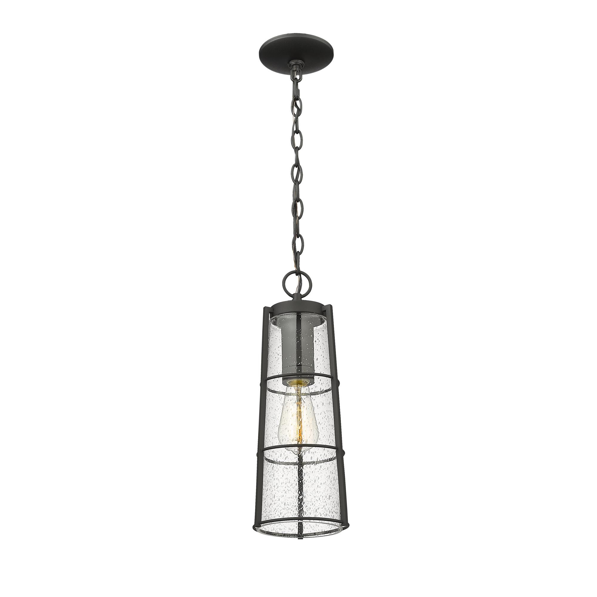 Shown in Black finish and Glass shade