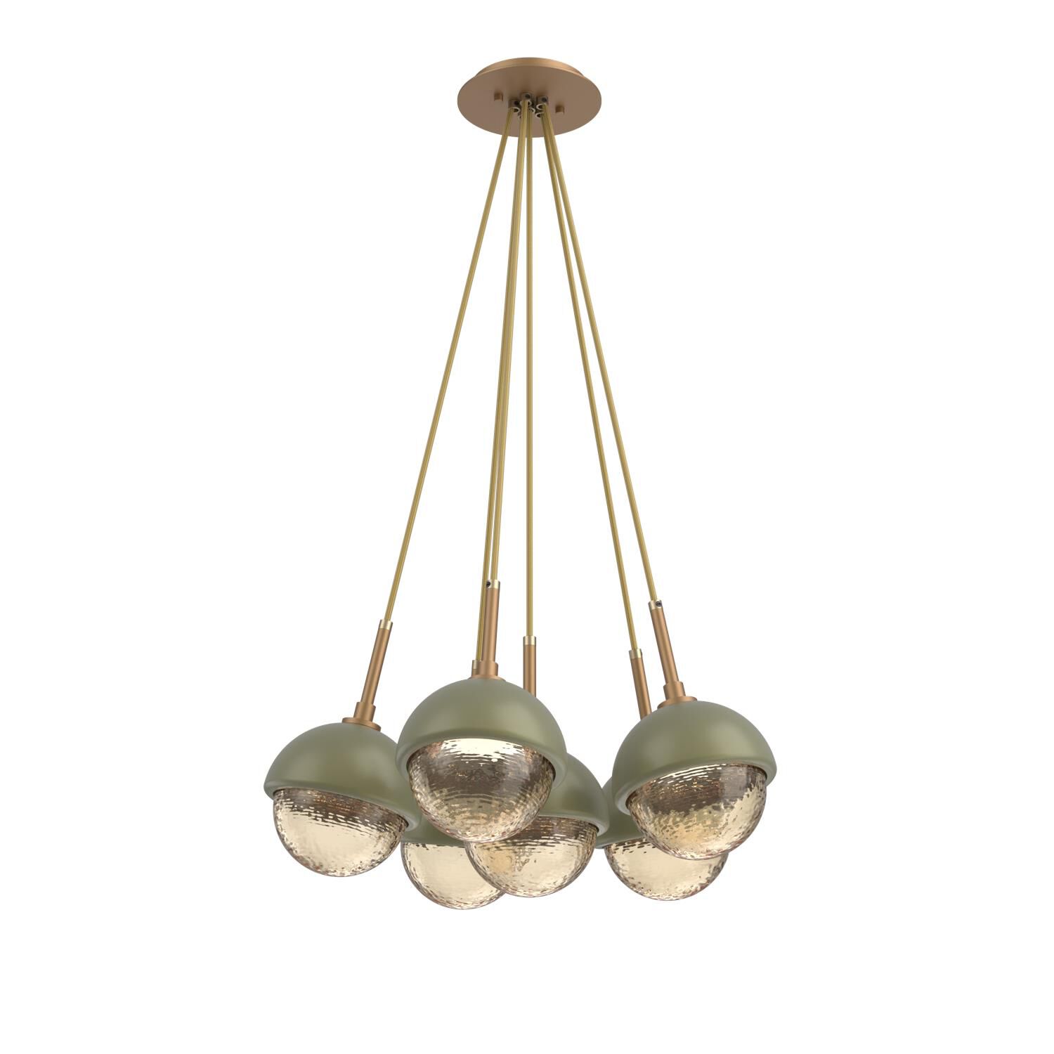 Shown in Novel Brass finish and Amber glass and Sage Green accent