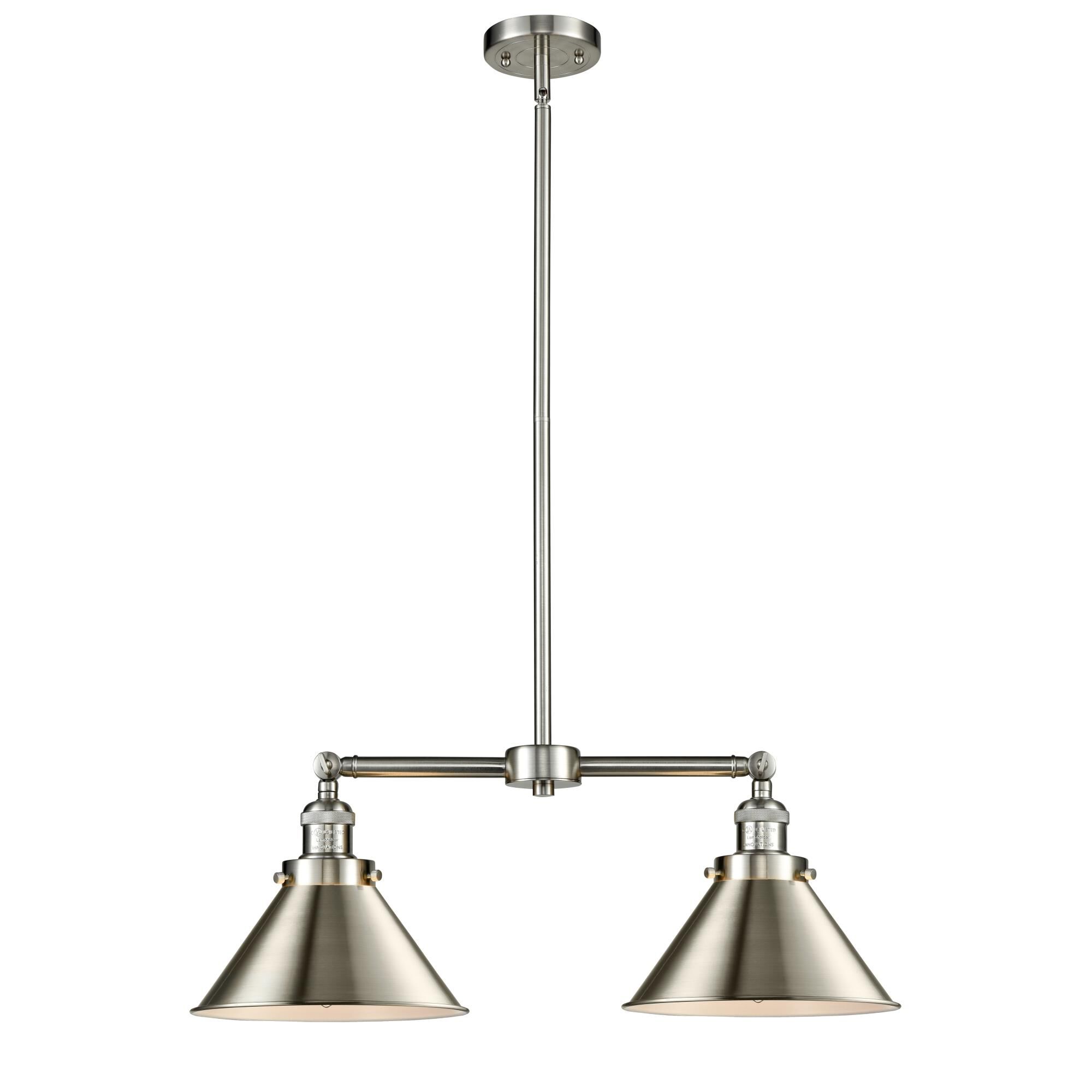 Shown in Satin Nickel finish and Metal - Brushed Satin Nickel shade