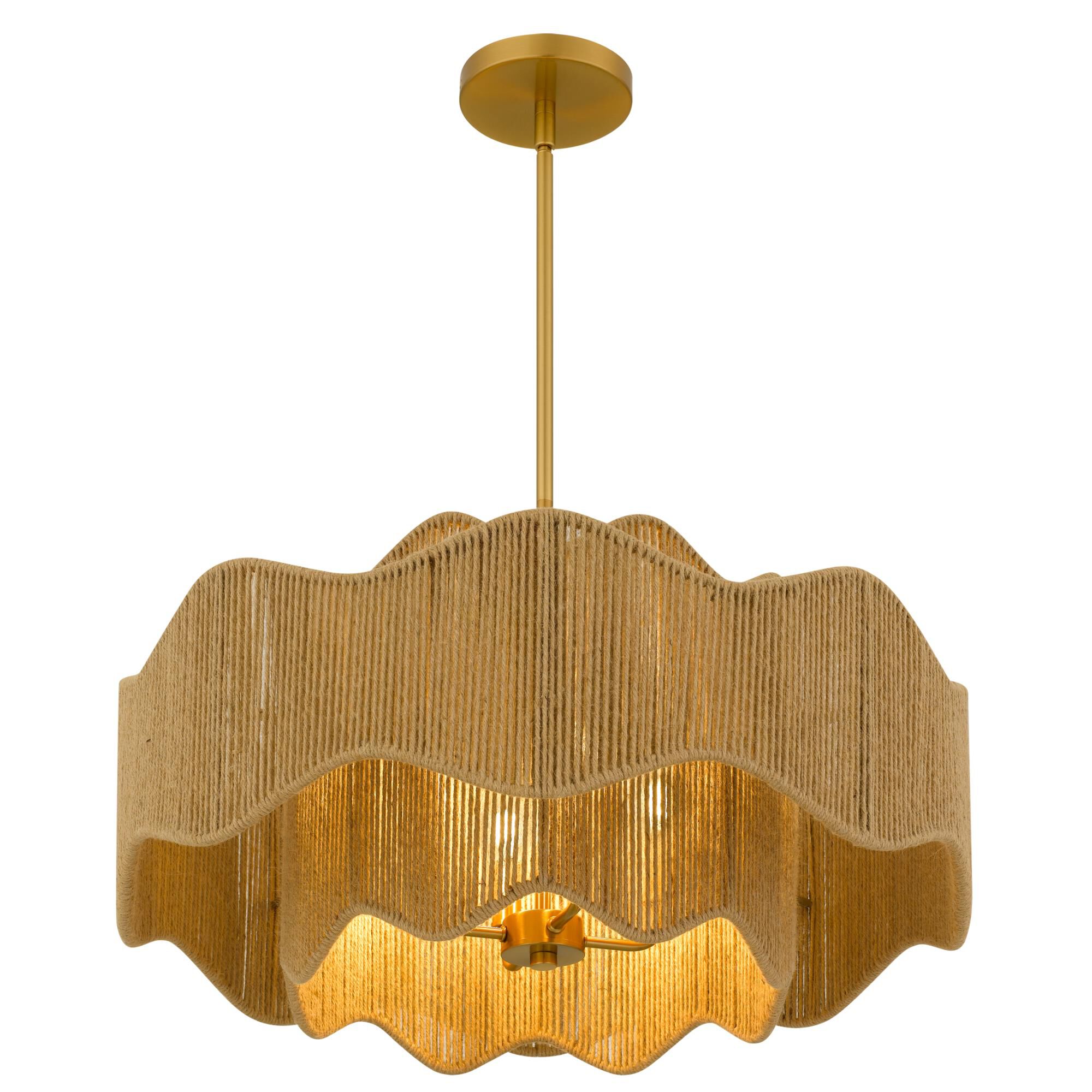 Shown in Brushed Gold finish and Rope shade