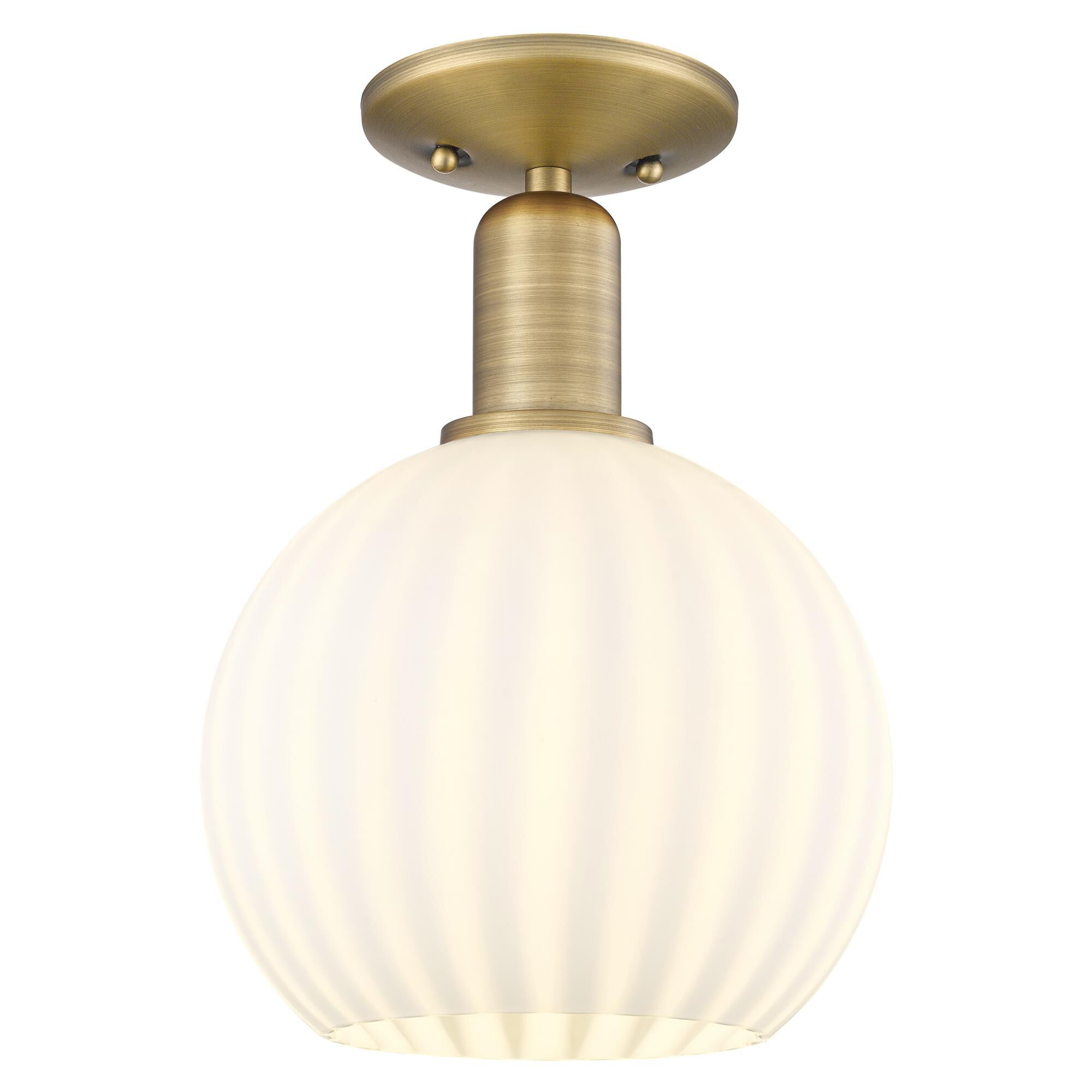 Shown in Brushed Brass finish and White Venetian glass