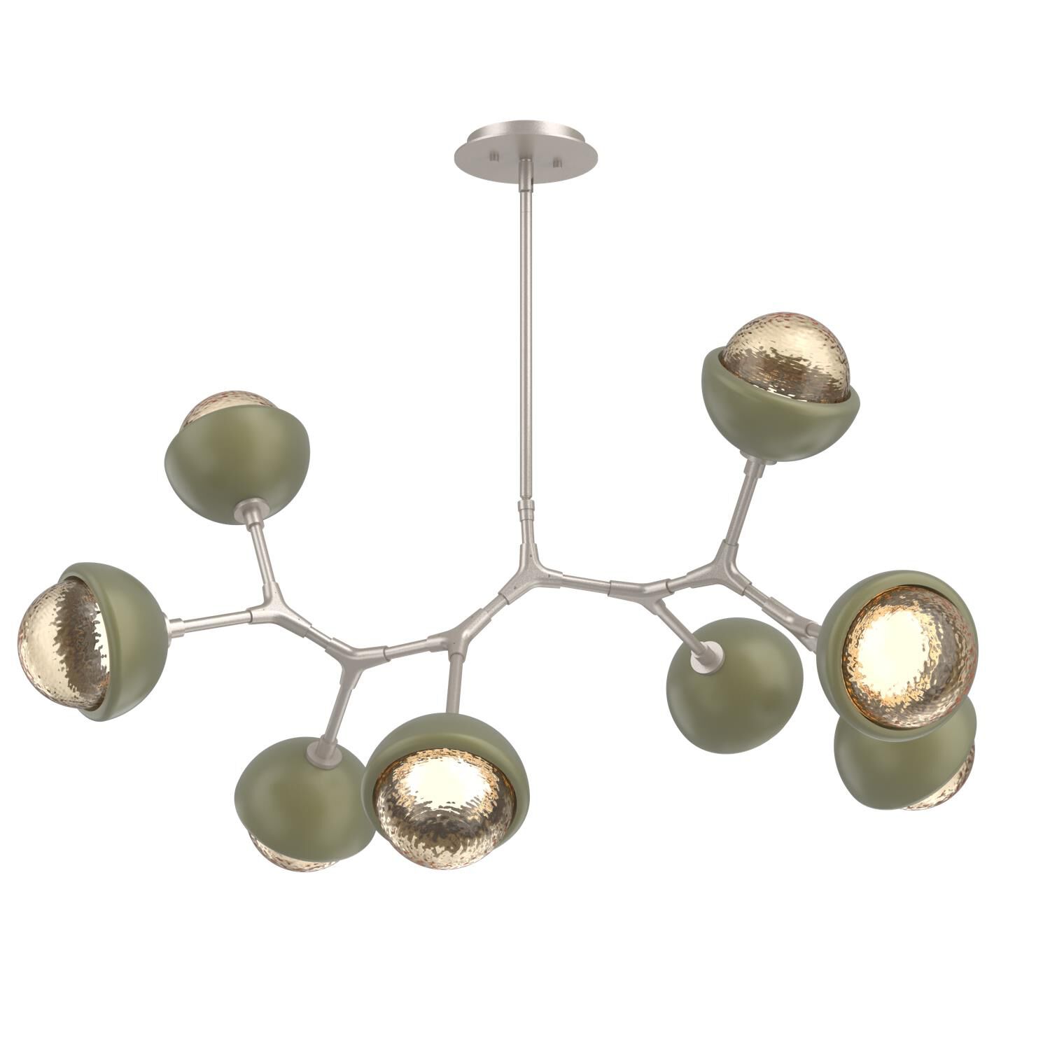 Shown in Beige Silver finish and Amber glass and Sage Green accent