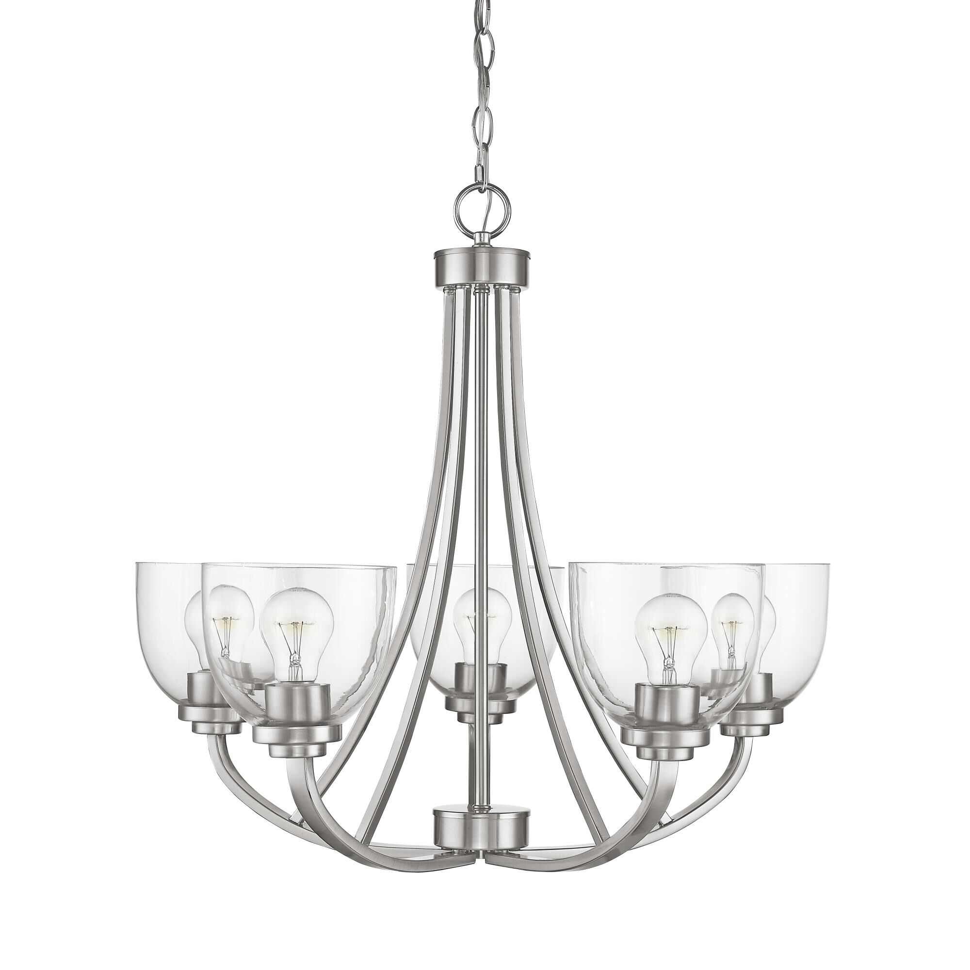 Shown in Brushed Nickel finish and Glass shade