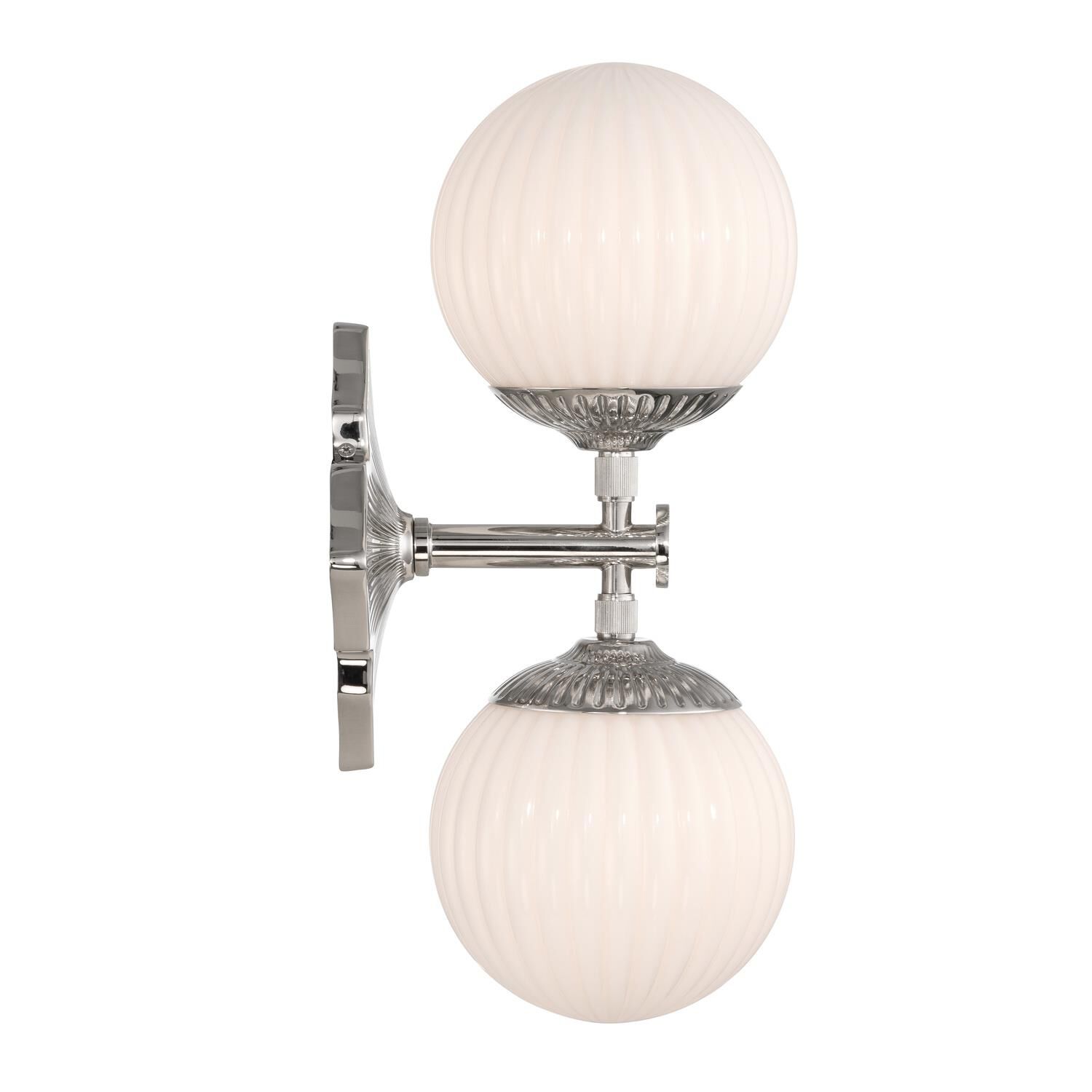 Shown in Polished Nickel finish and Ribbed glass and Ribbed Glass shade
