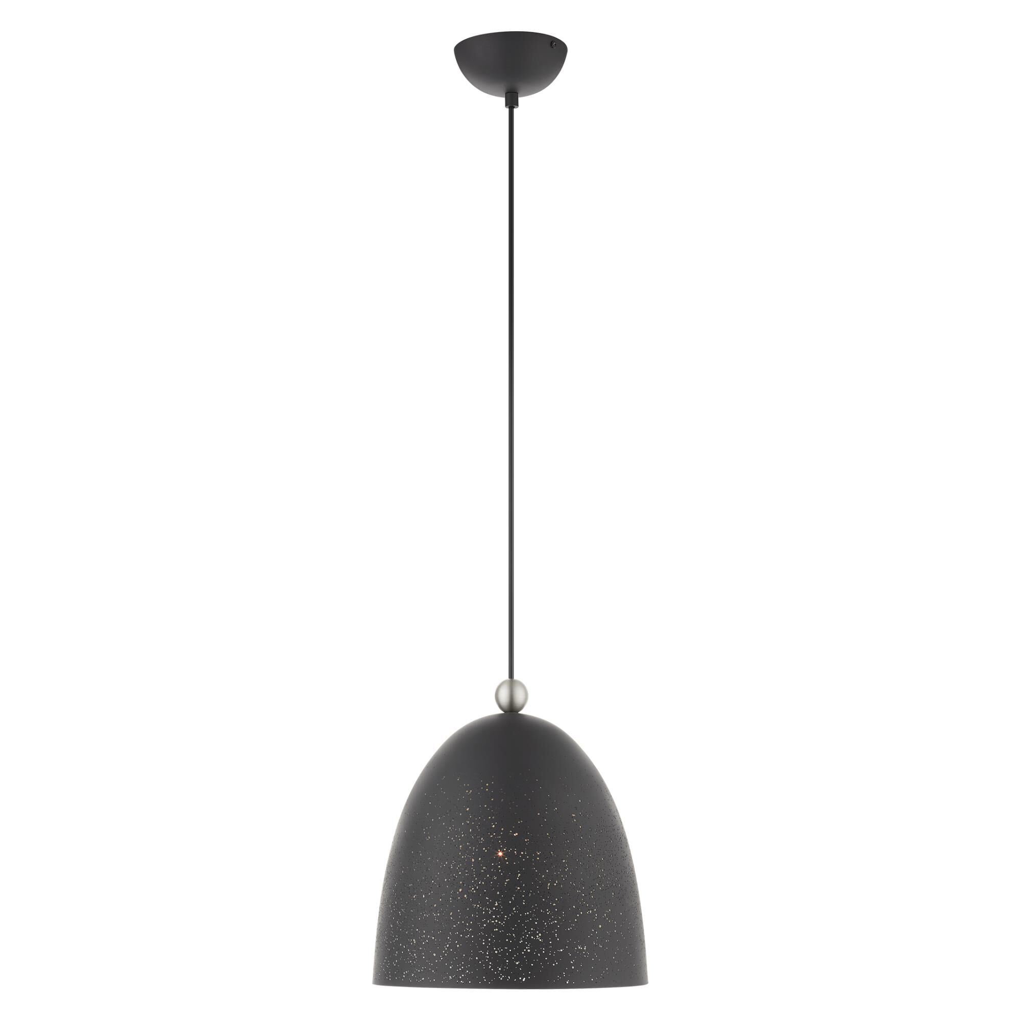 Shown in Scandinavian Gray With Brushed Nickel Accents finish and Scandinavian Gray Ornamental Metal Shade With White Finish Inside glass and Scandinavian Gray Ornamental Metal  With White Finish Inside shade