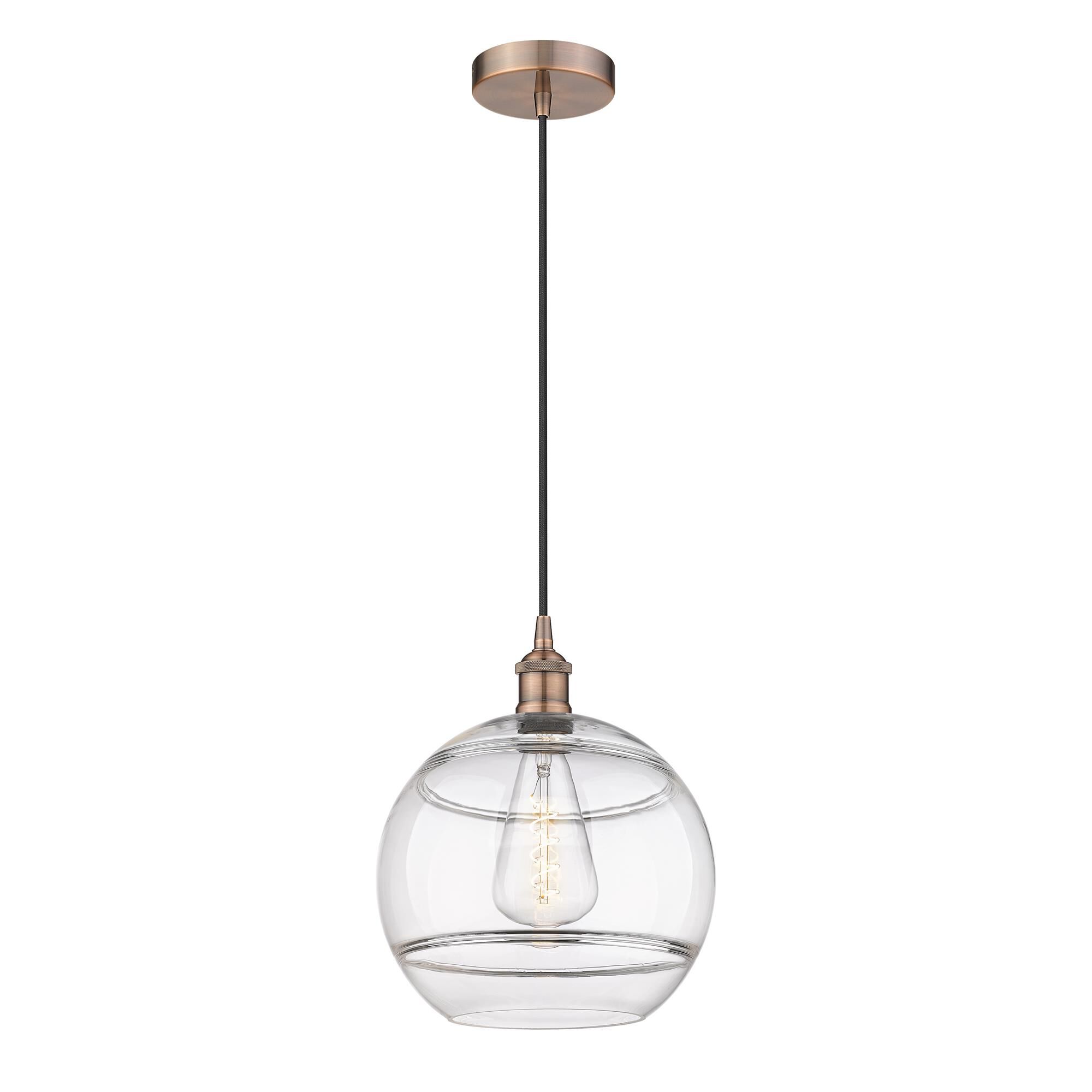 Shown in Antique Copper finish and Clear glass
