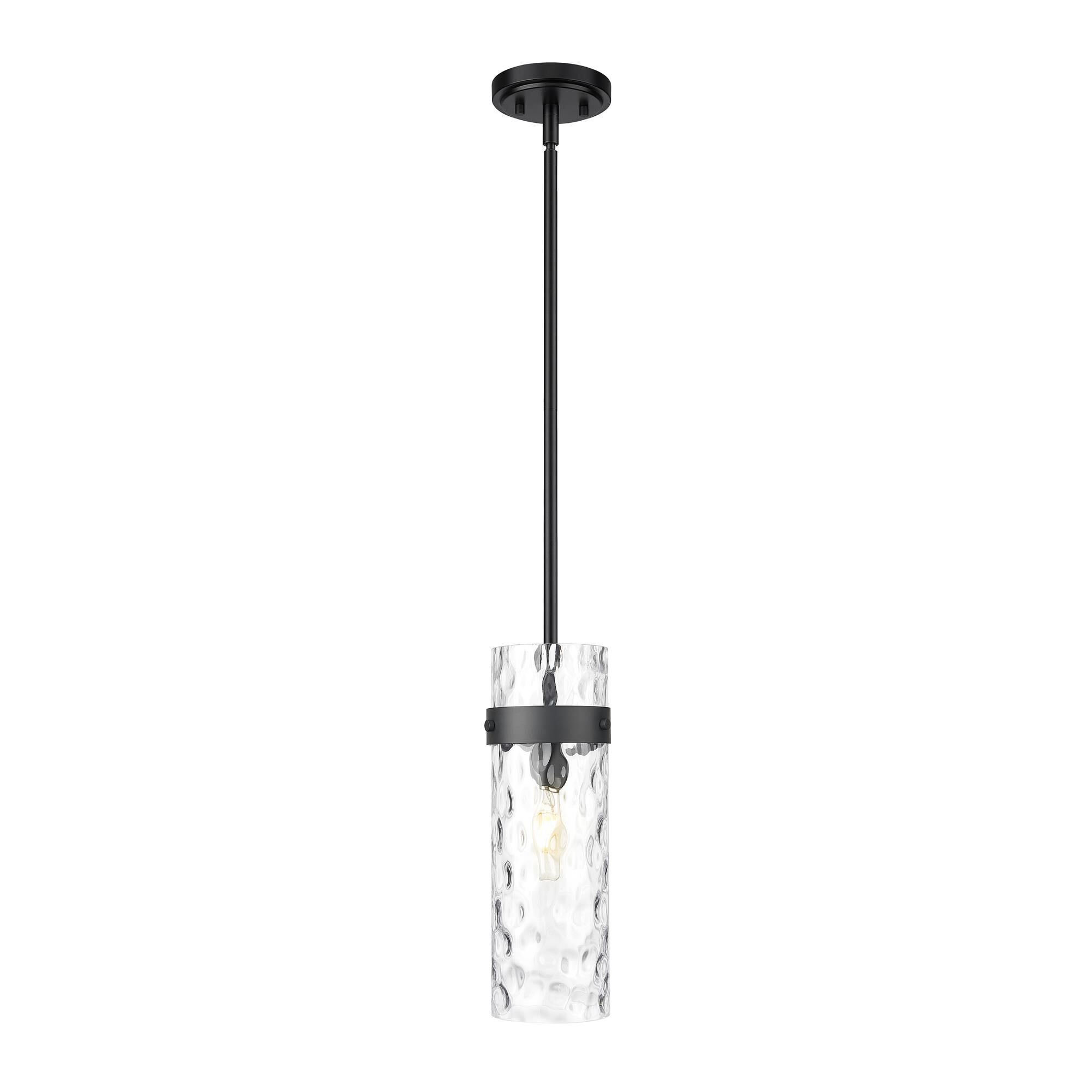Shown in Matte Black finish and Clear Water glass and Clear Water shade