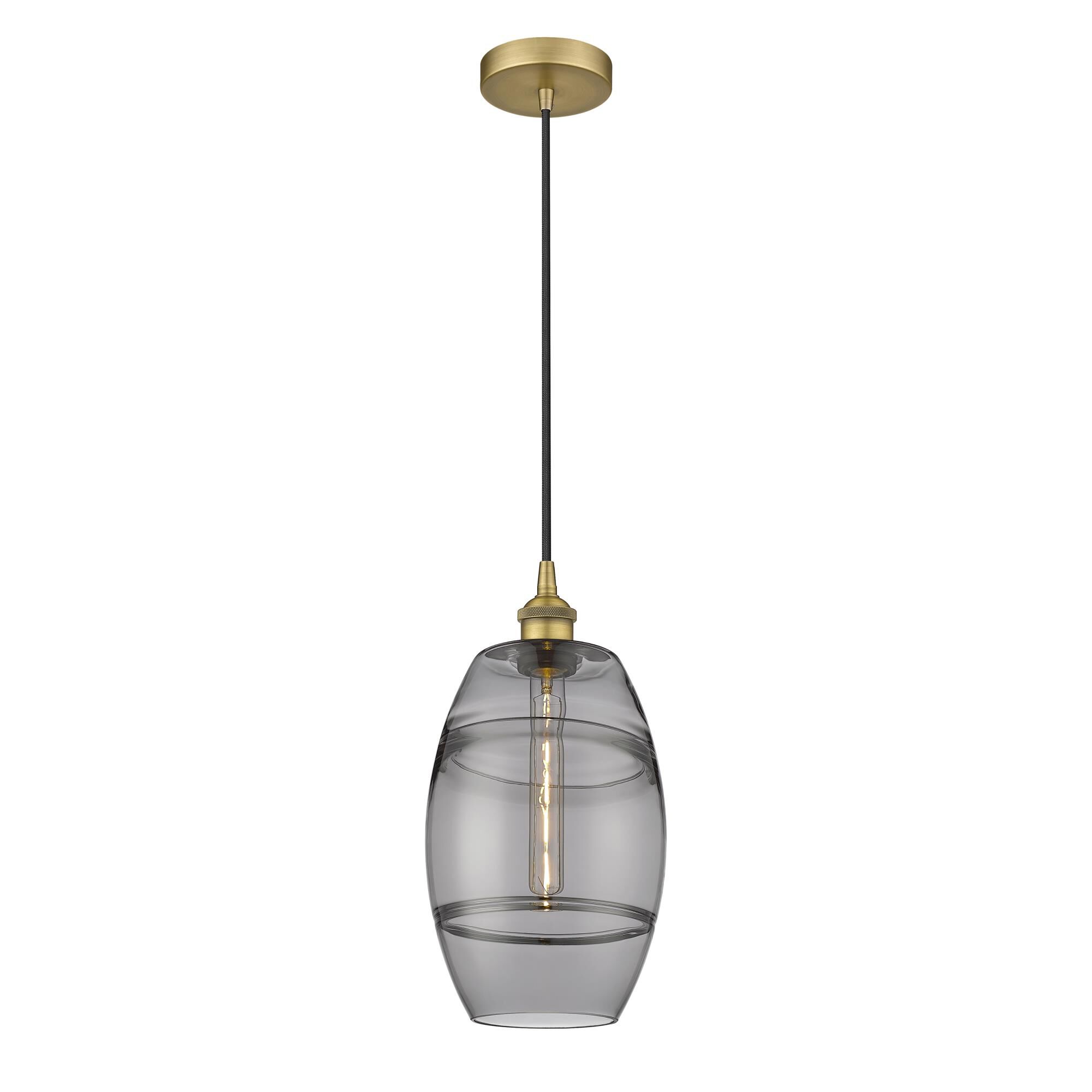 Shown in Brushed Brass finish and Light Smoke glass