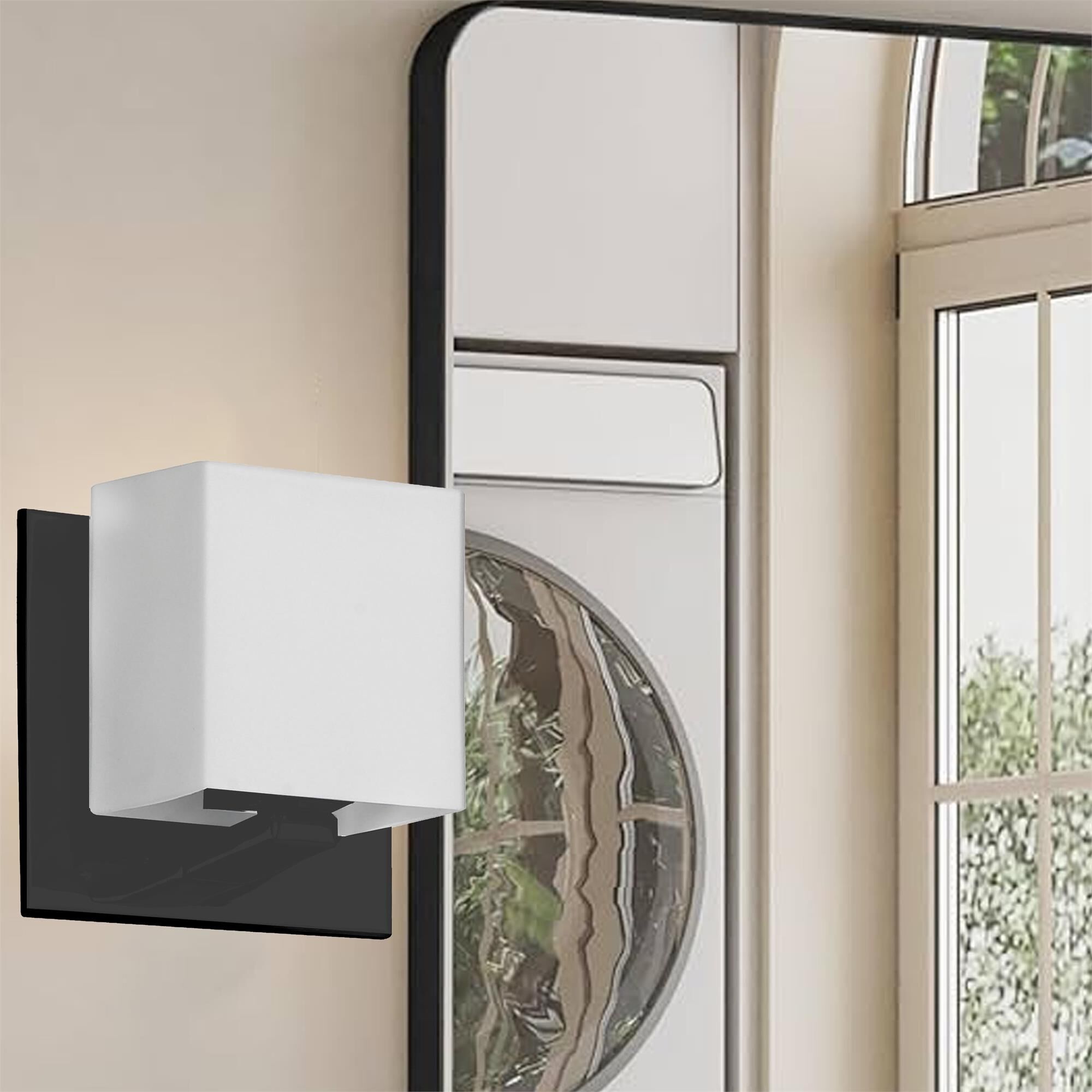 Shown in Black and White finish and White Square glass