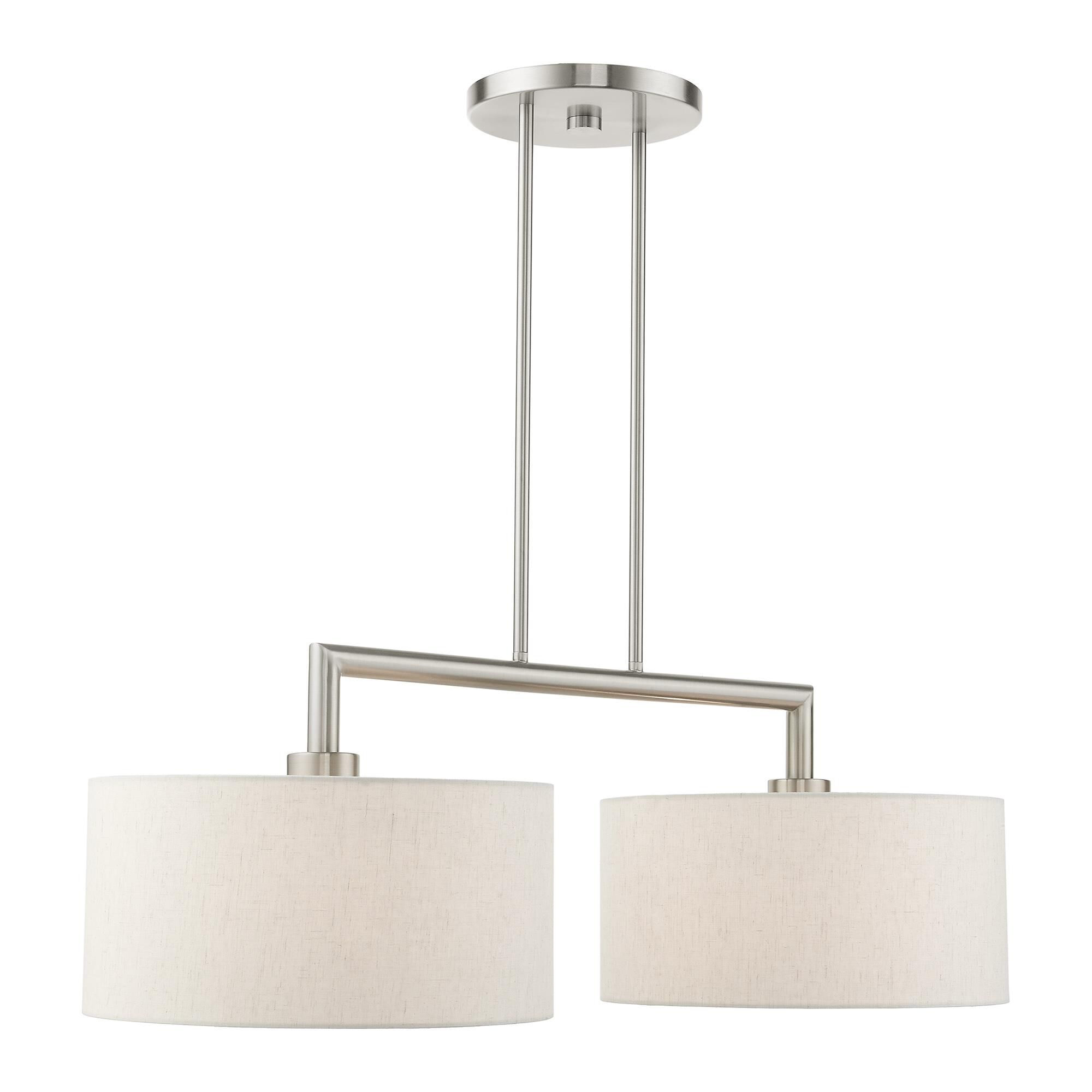 Shown in Brushed Nickel finish and Hand Crafted Hardback  Completely Finished With Off-White Color Fabric Outside and Inside shade