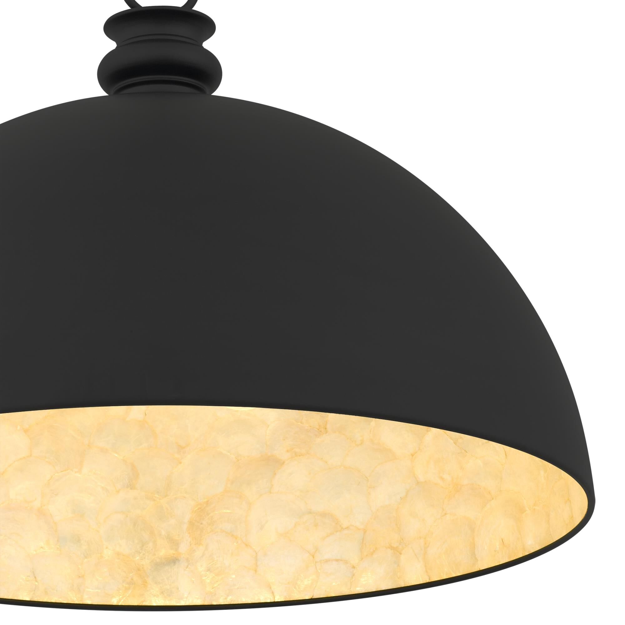 Shown in Matte Black finish and Metal With Capiz Shell Inside shade