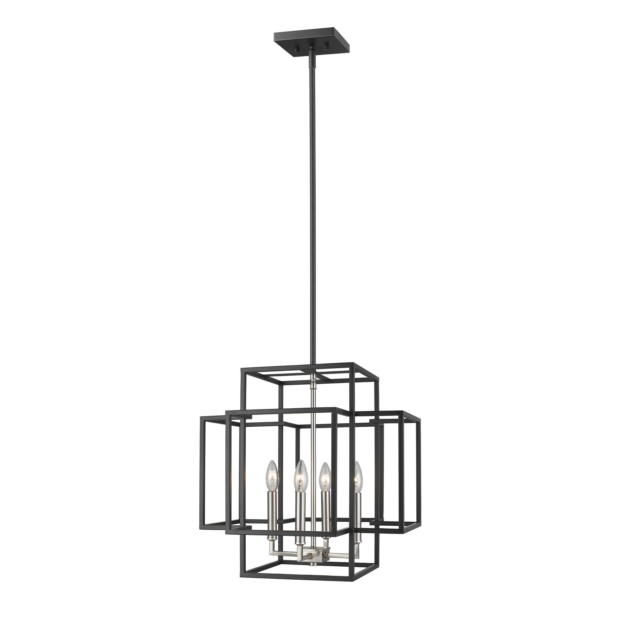 Shown in Black + Brushed Nickel finish and --- glass and --- shade