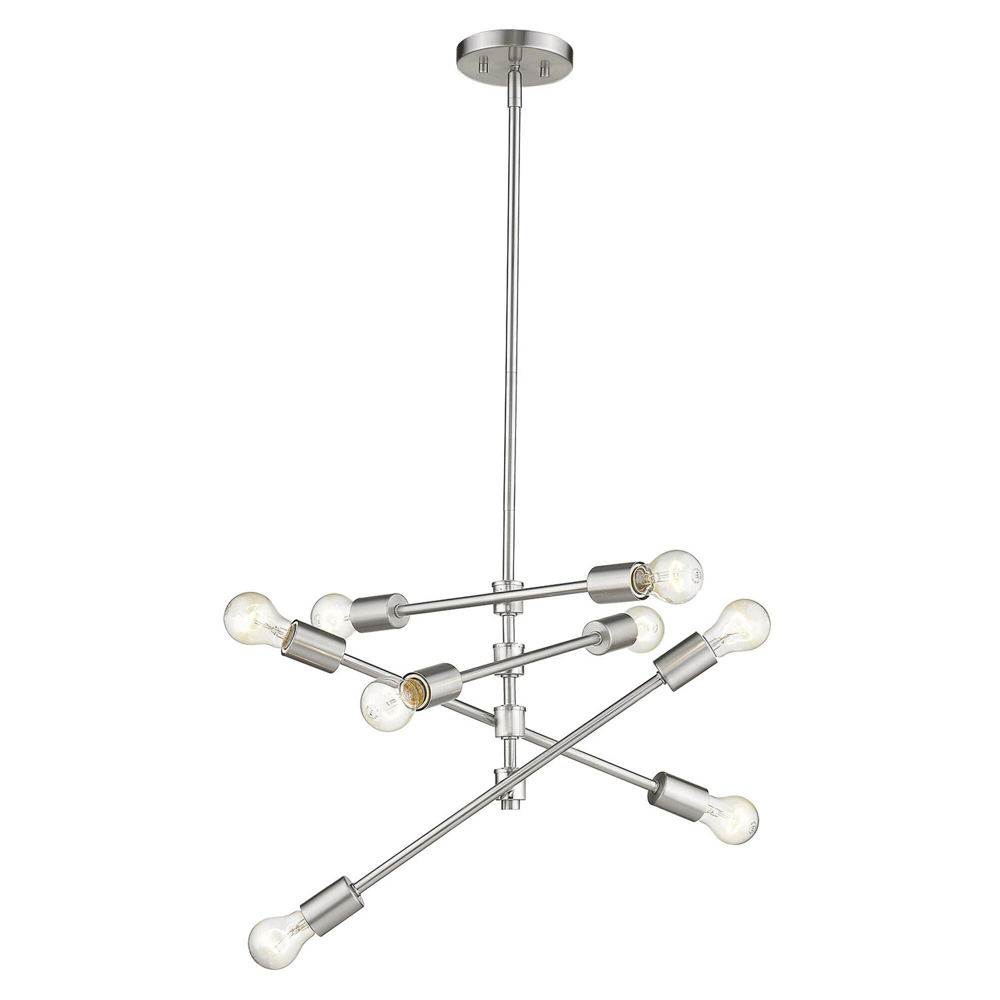 Shown in Satin Nickel finish and -- glass and -- shade