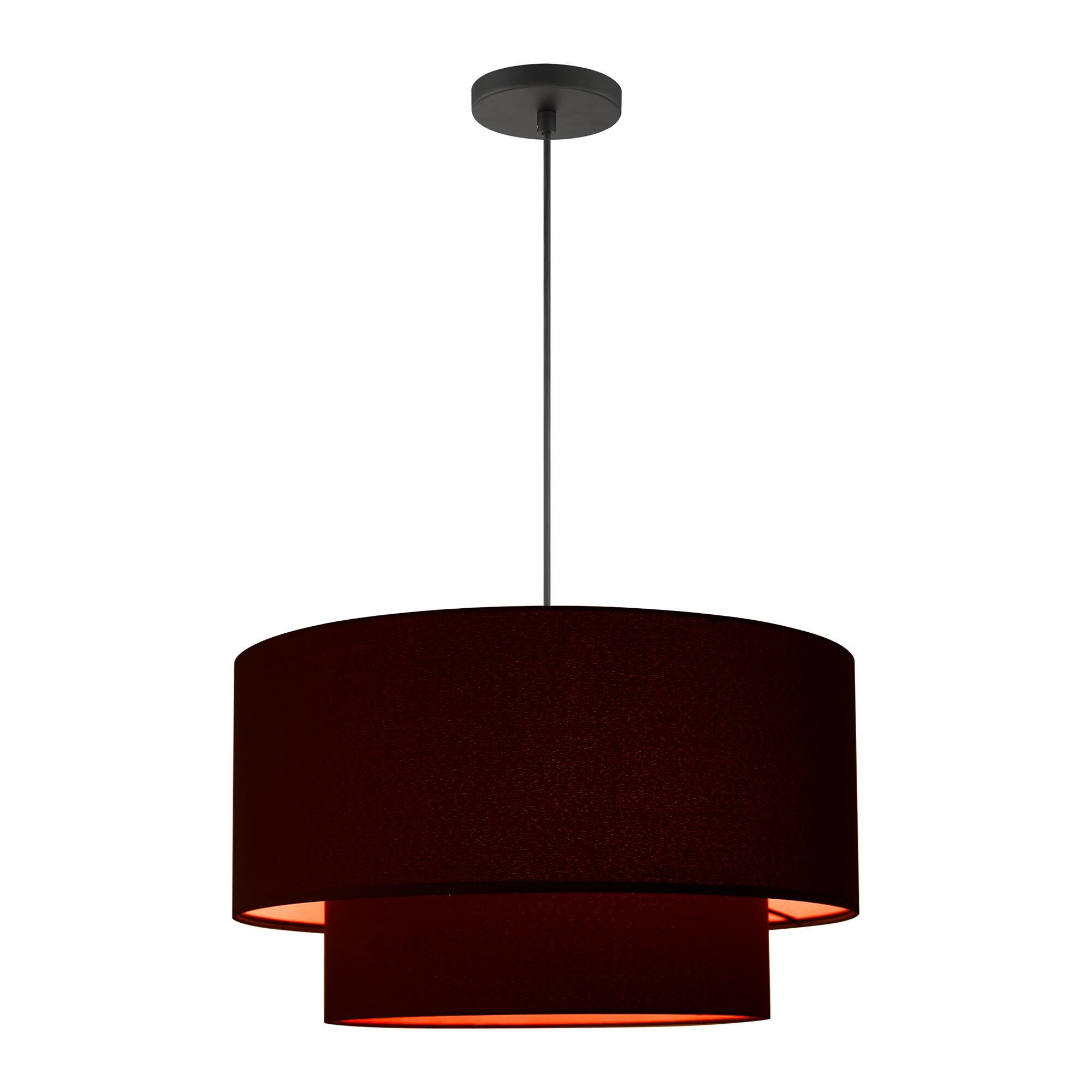 Shown in Black finish and Hand Crafted Hardback  Completely Finished With Black Color Fabric Outside and Orange Color Fabri shade