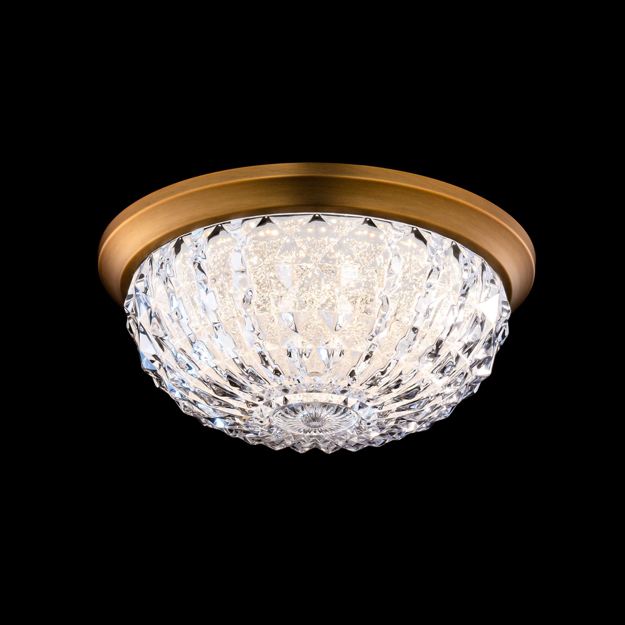 Shown in Aged Brass finish and Optic crystal and Crystal glass