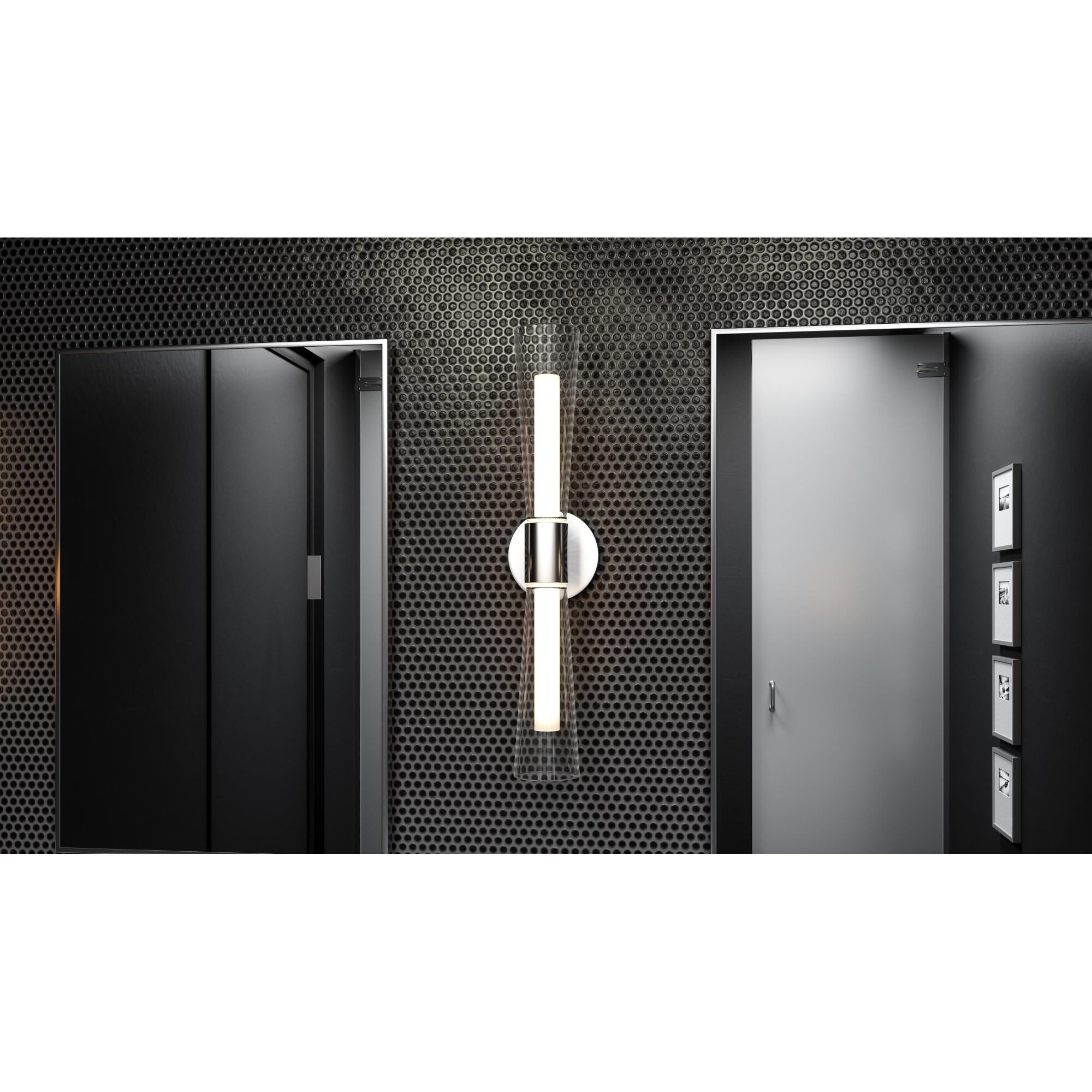 Shown in Polished Chrome finish and Clear and Opal Etched glass