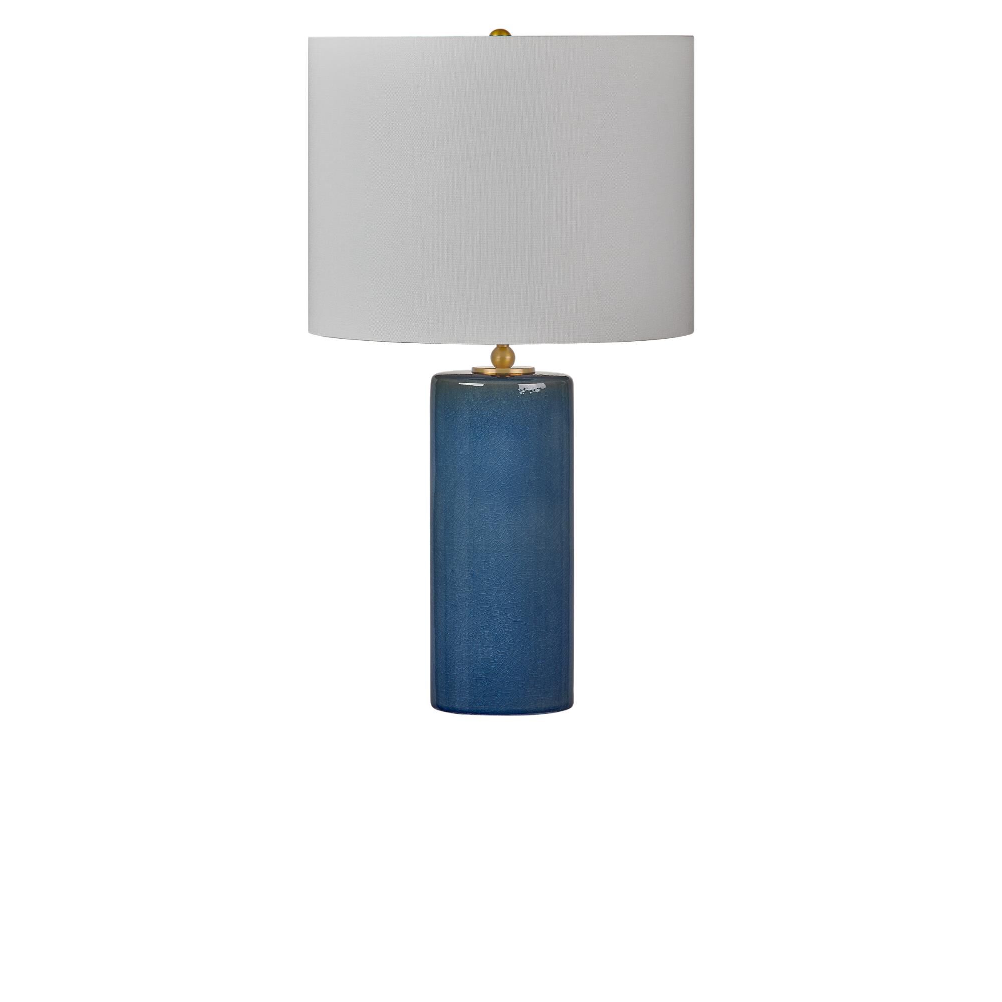 Shown in Deep Ocean Crackle finish and White Linen Fabric shade