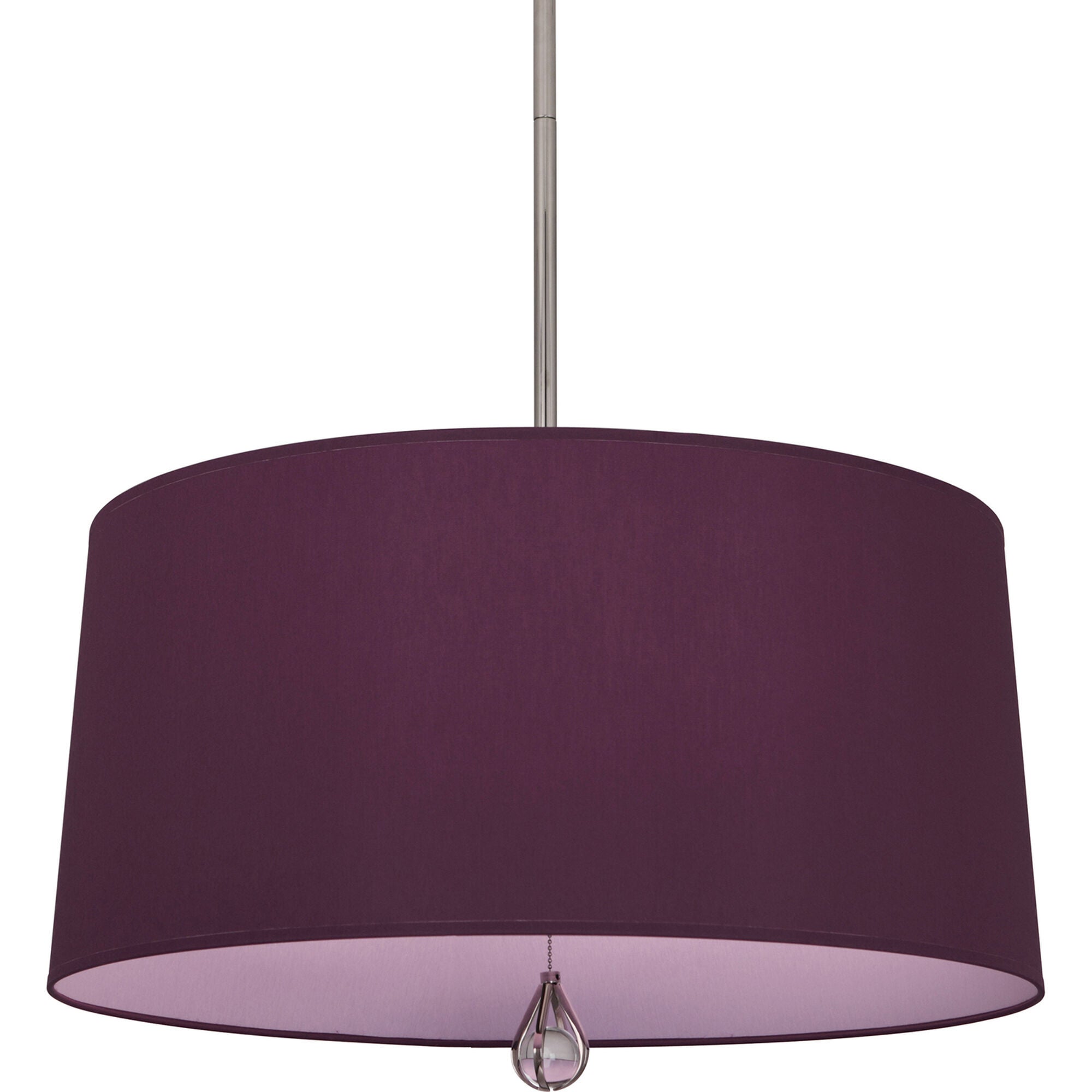 Shown in Polished Nickel finish and Greenhow Grape Fabric With Ludwell Lilac Lining shade
