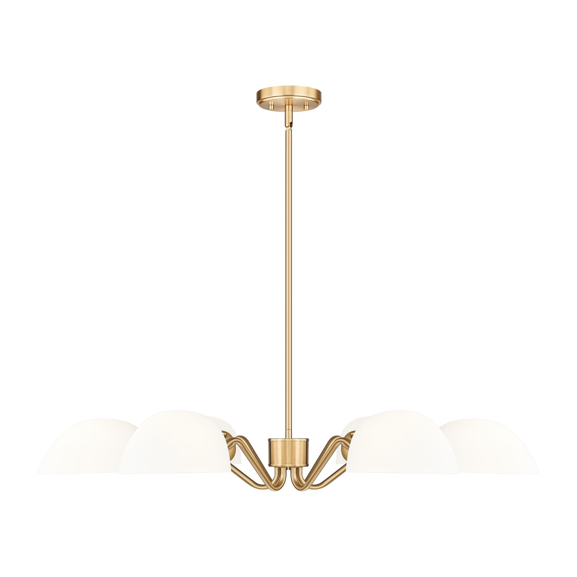 Shown in Modern Gold finish and White glass