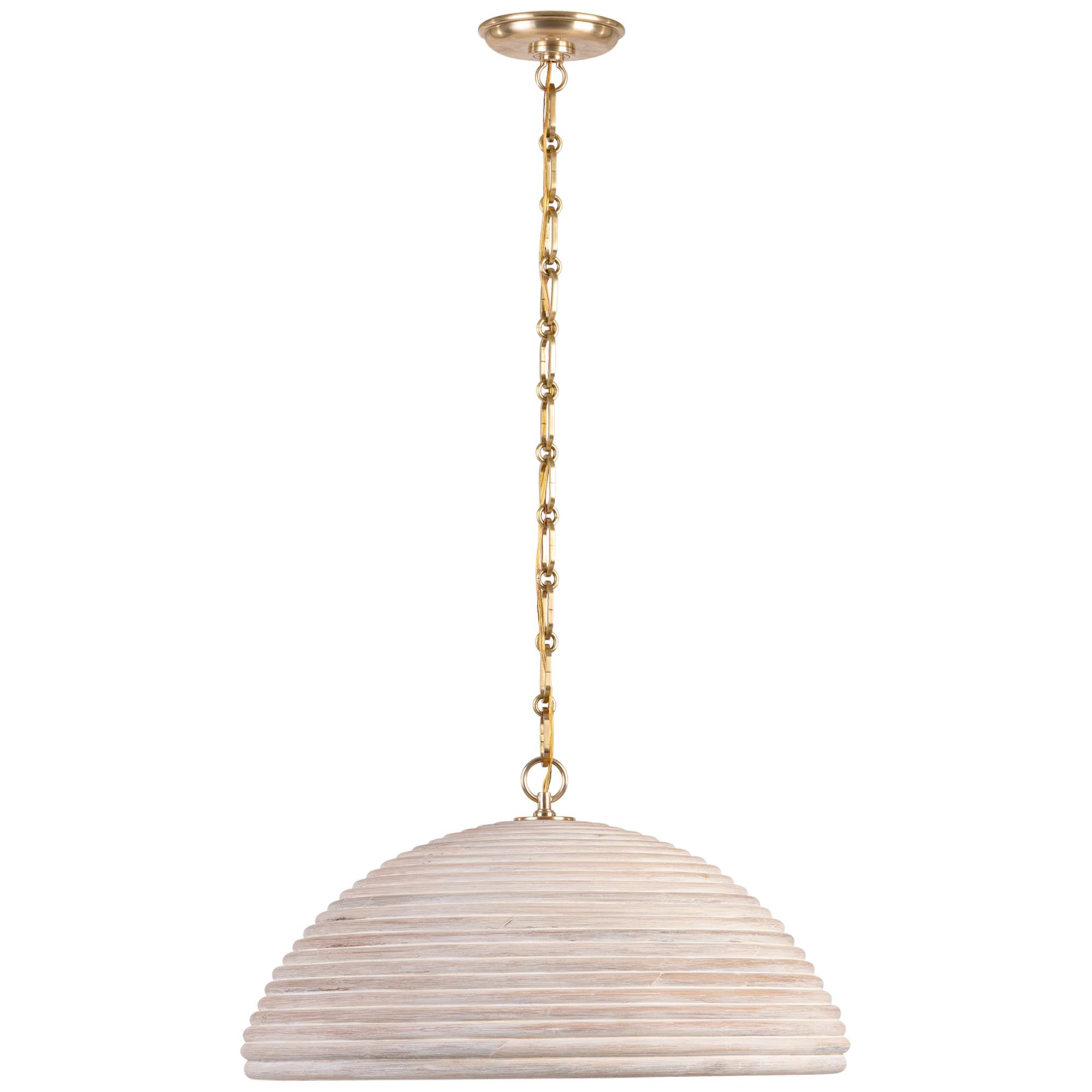 Shown in Hand-Rubbed Antique Brass finish and Ash Rattan shade