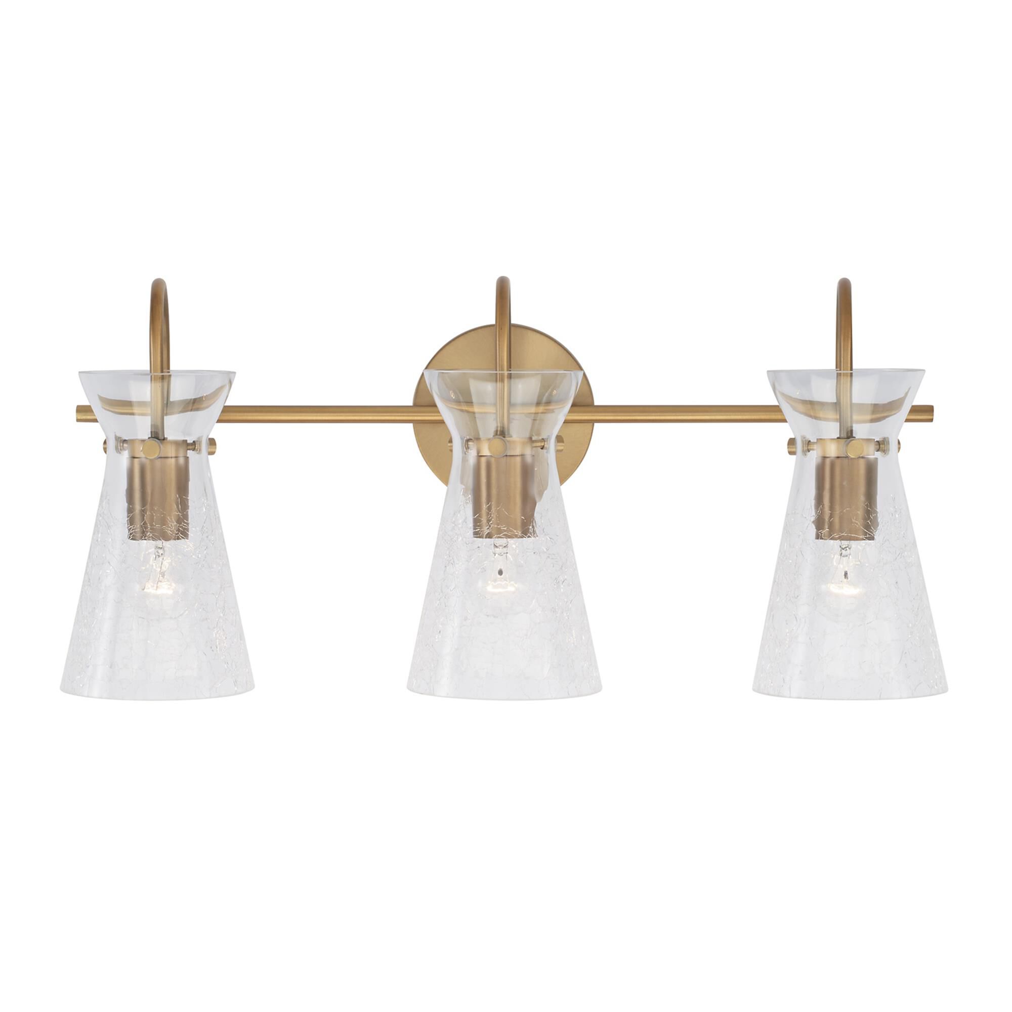 Shown in Aged Brass finish and Clear Half-Crackle glass