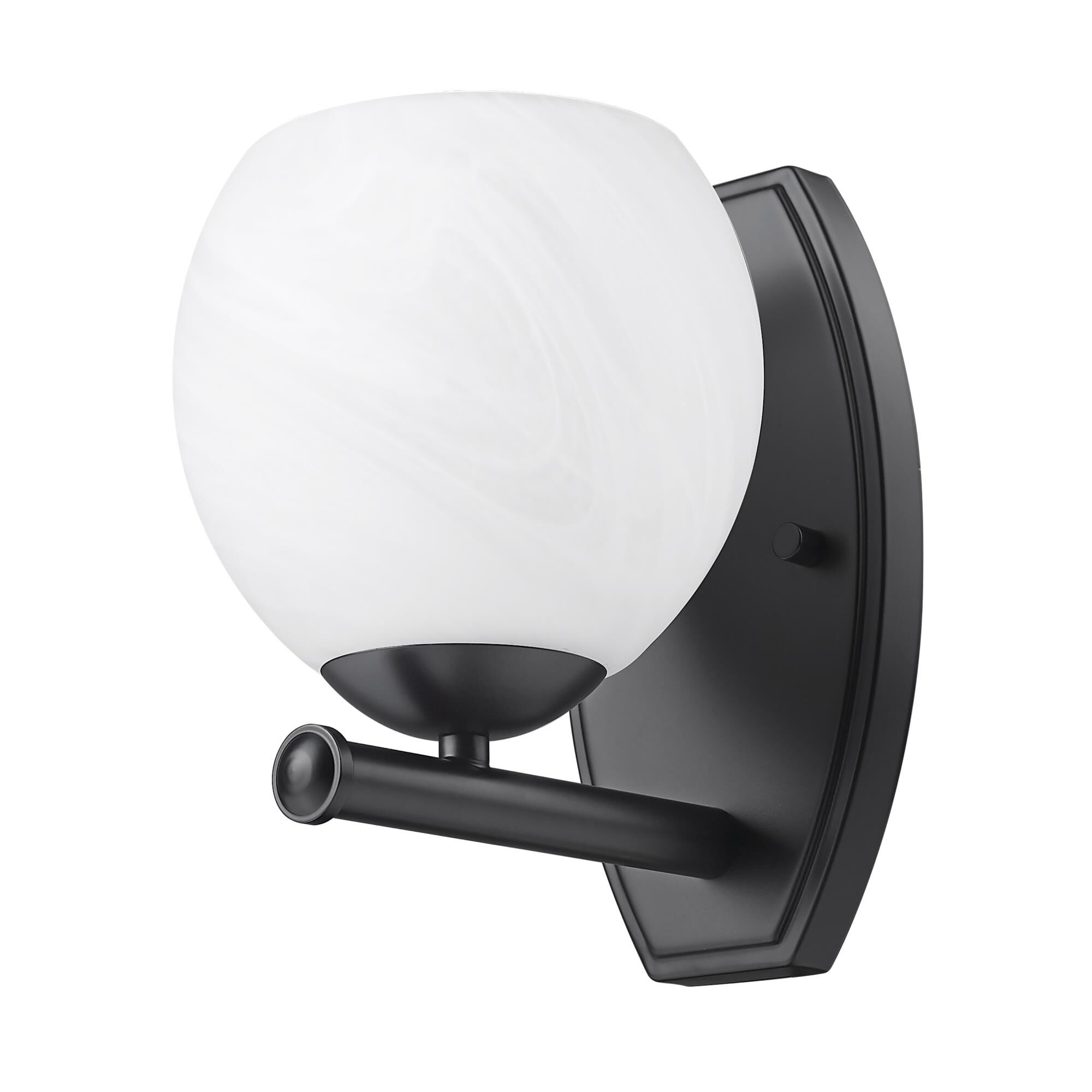 Shown in Matte Black finish and Feathered White glass