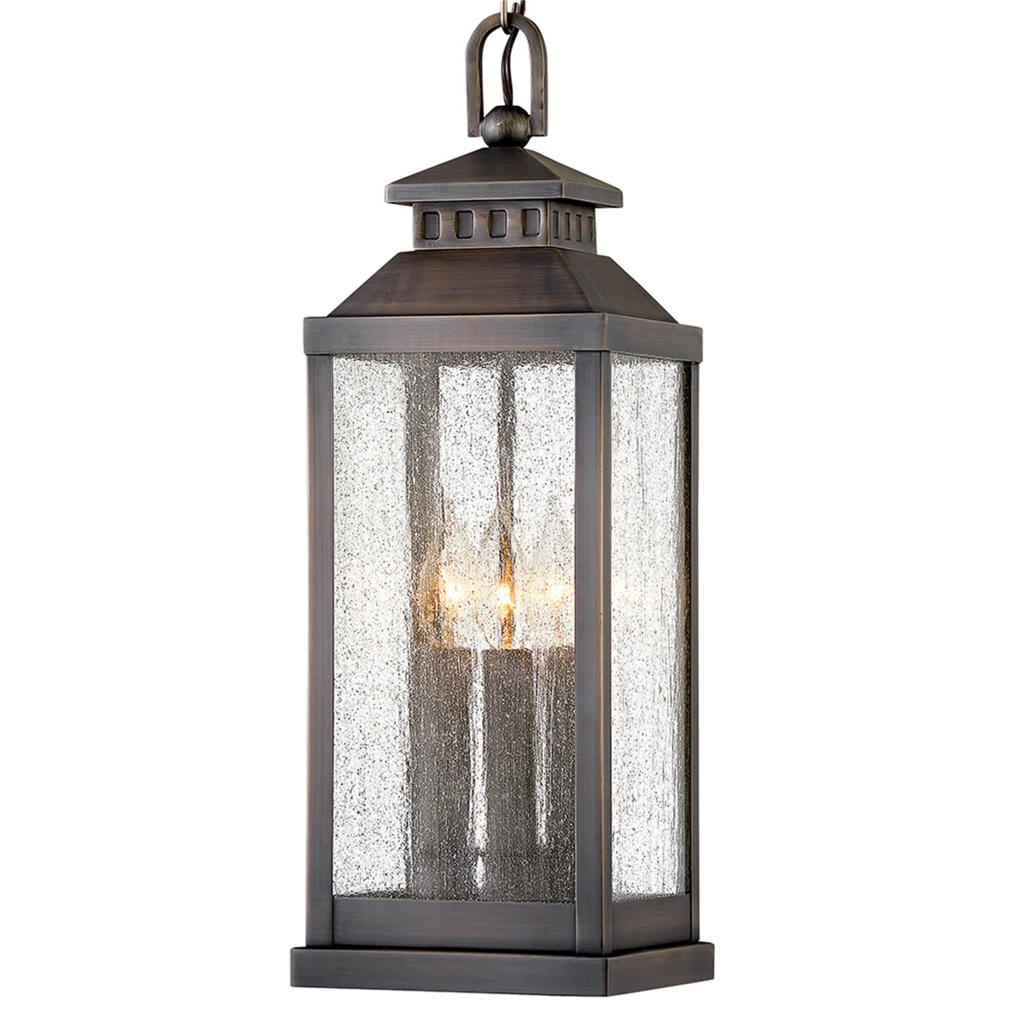 Shown in Blackened Brass finish and Clear Seedy glass