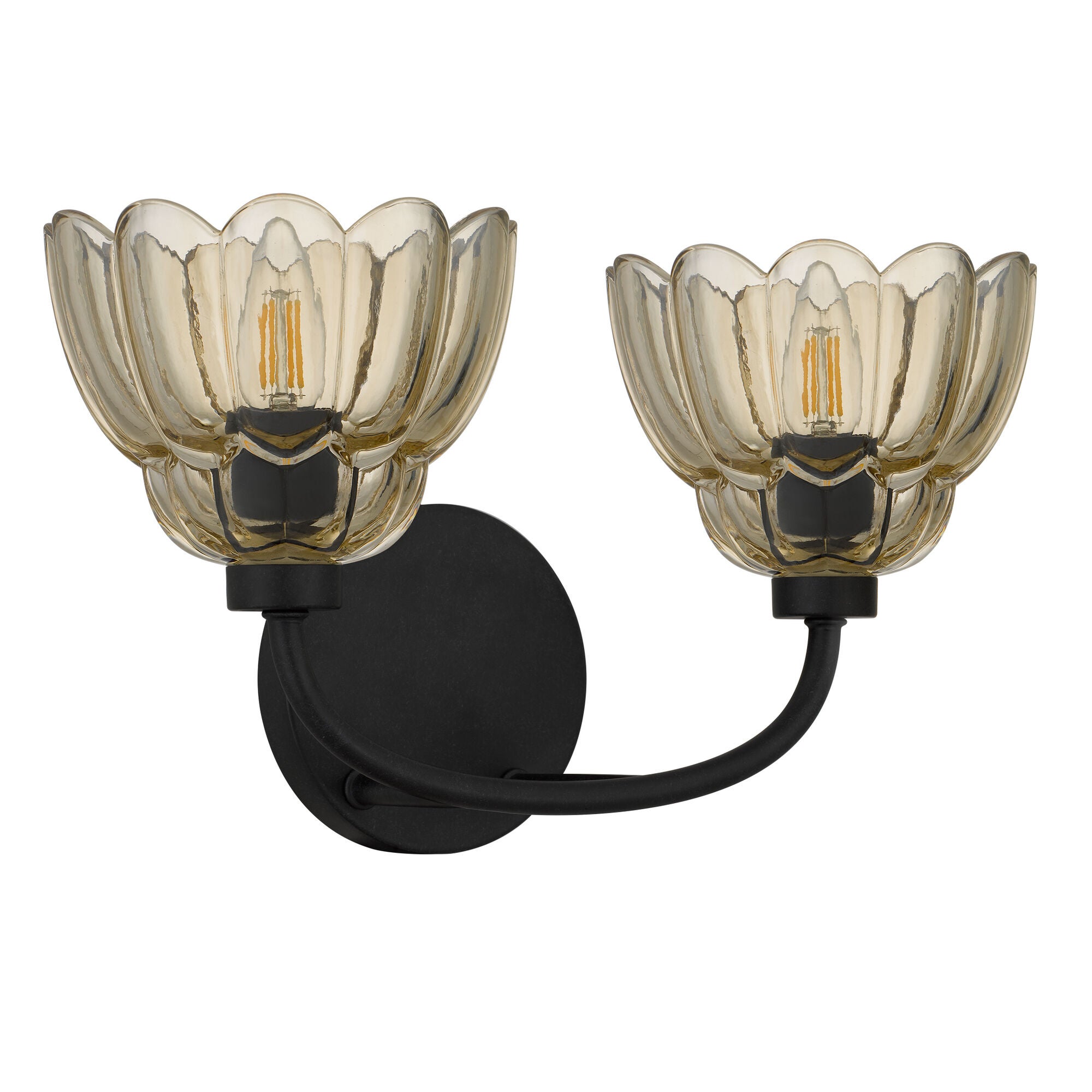 Shown in Mottled Cocoa finish and Amber Glass shade