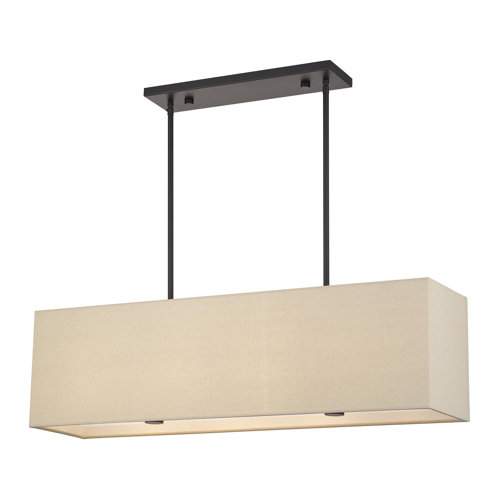 Shown in Bronze finish and Hand Crafted Parchment Color Hardback Fabric with White Color Inside shade